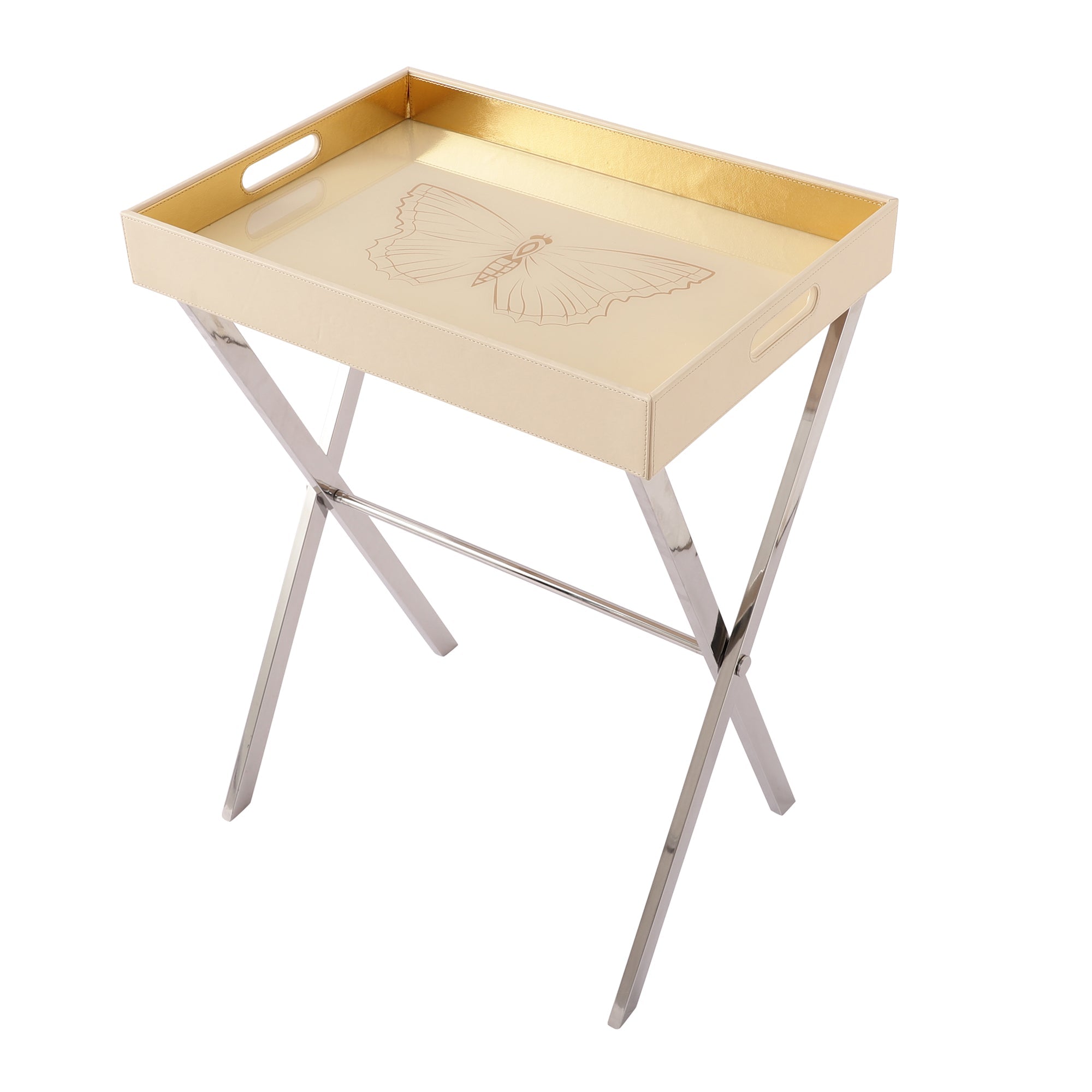 Zahara Butterfly Cream Butler Tray Table
