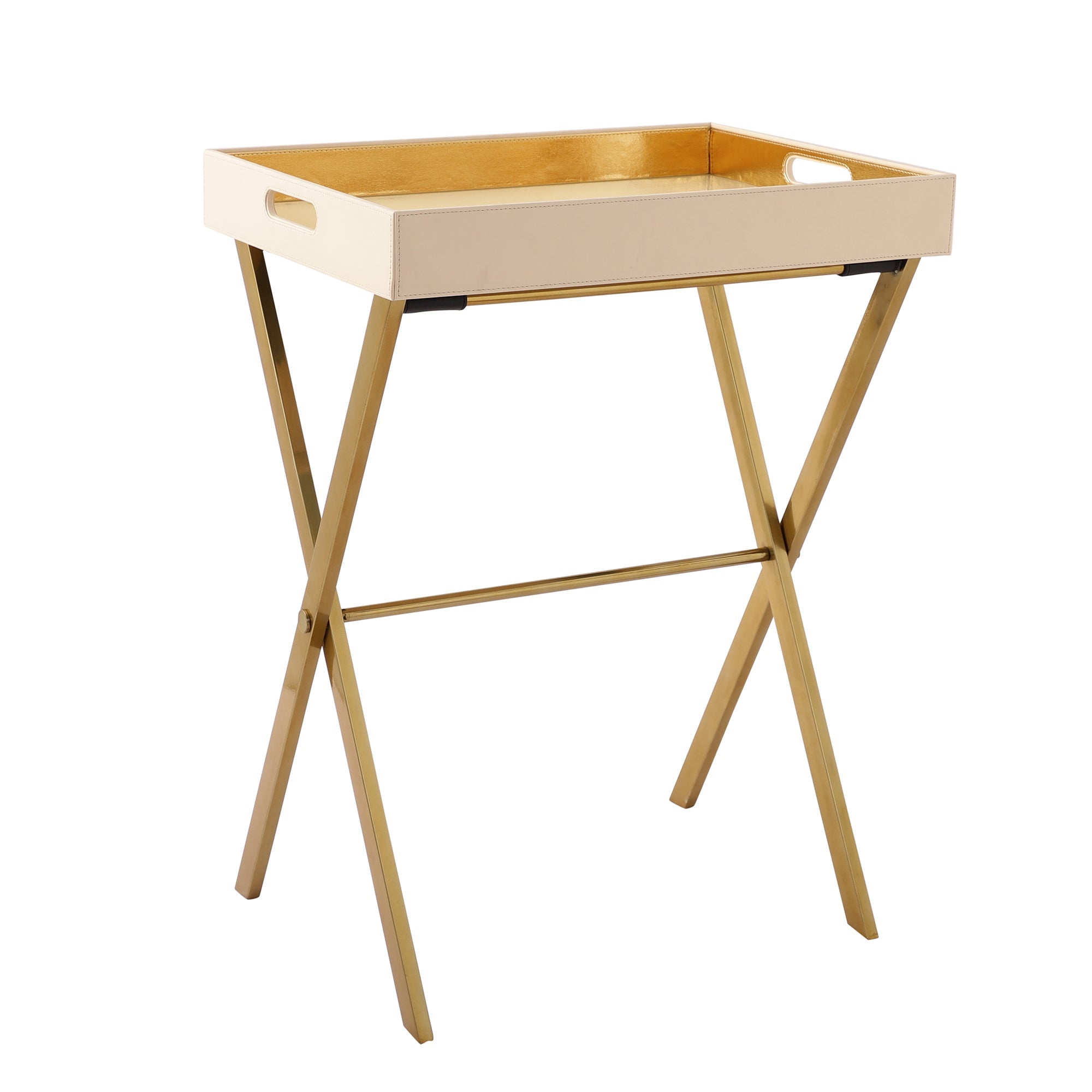Zahara Butterfly Cream & Gold Butler Tray Table