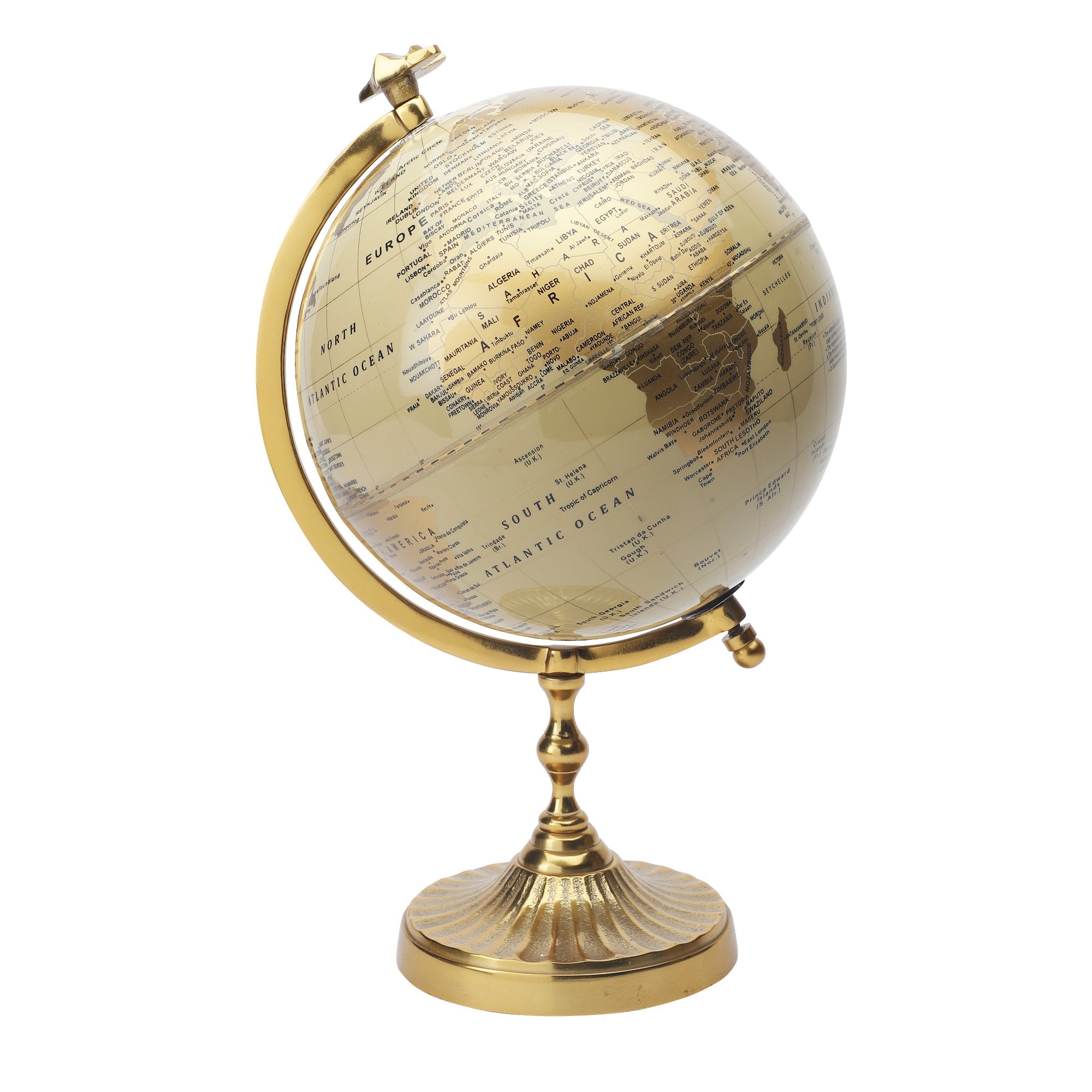 Glasgow Textured Gold Globe w/Aeroplane Top