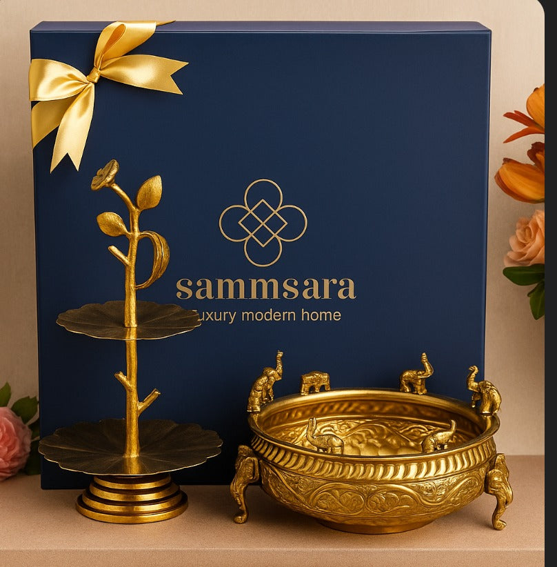 Elephant Urli & Platter Gift Set