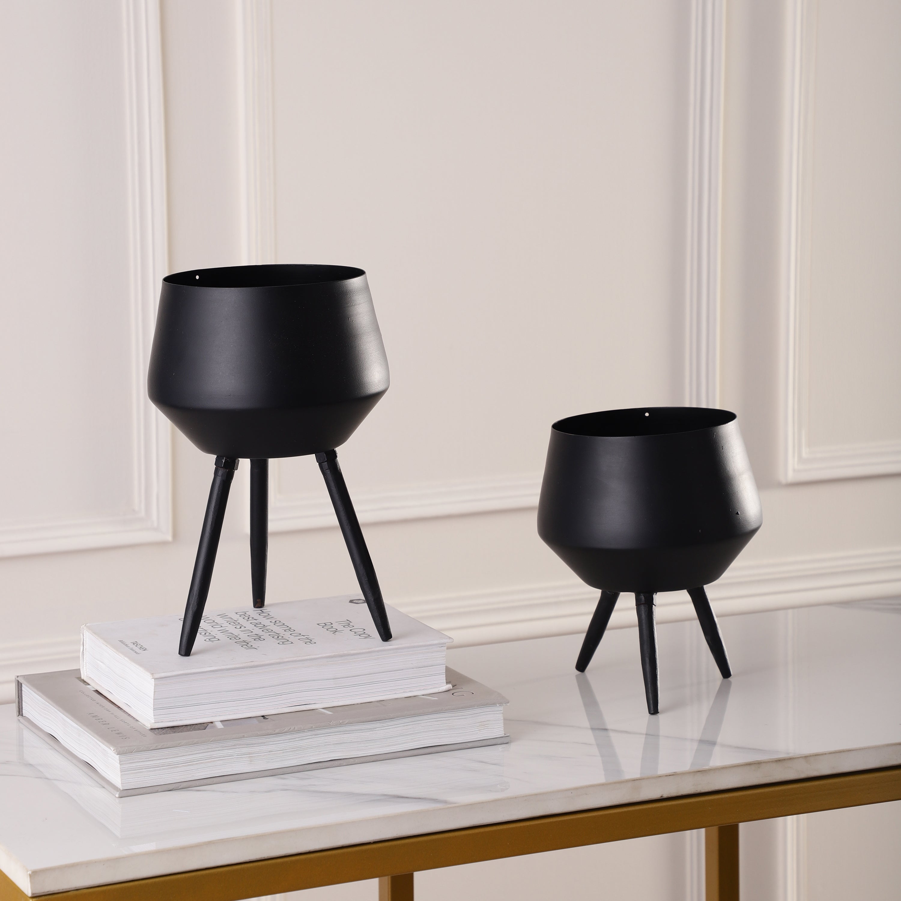 Nora Planter Set of 2 w/faux Leaves