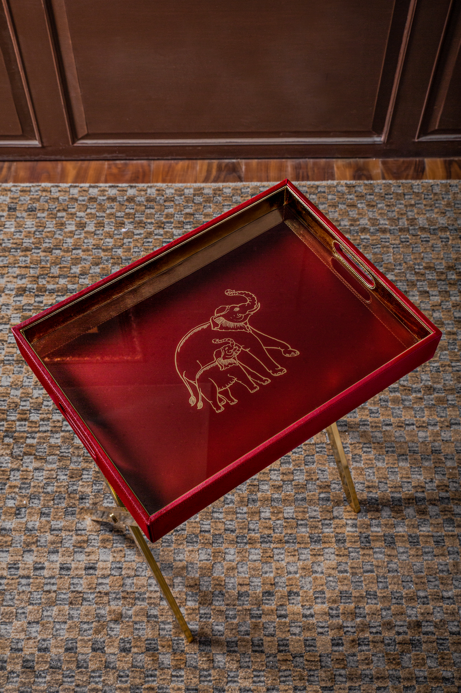 Clover Elephant Gold Butler Tray Table