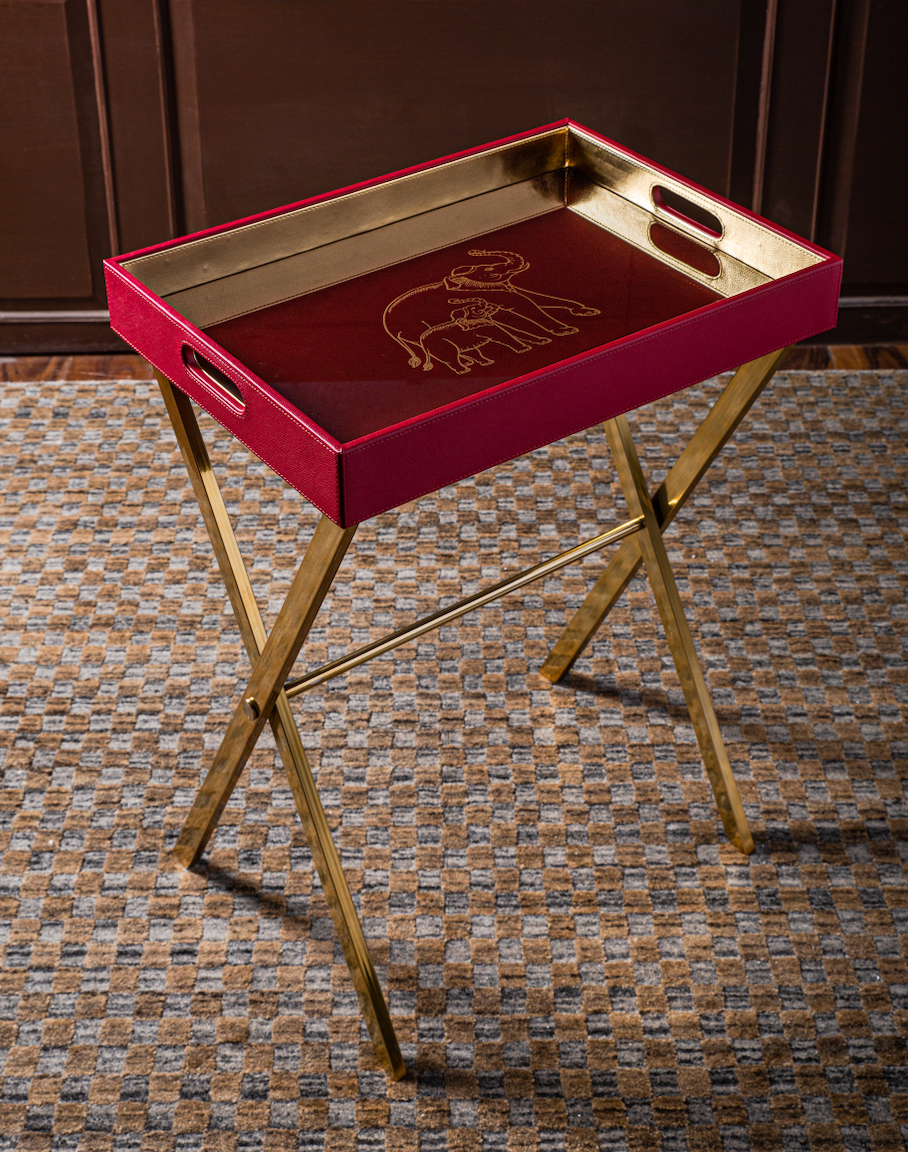 Clover Elephant Gold Butler Tray Table