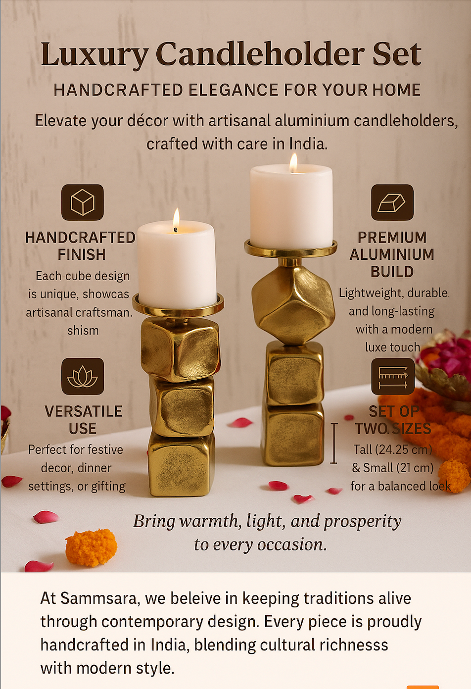 Obliq Block Candleholder Set of 2