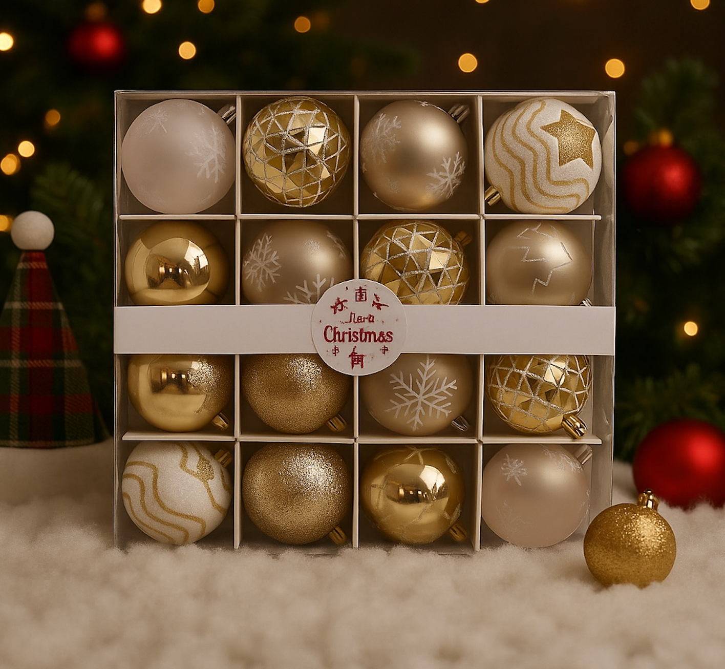 Winter Gold Luxe Ornament Set