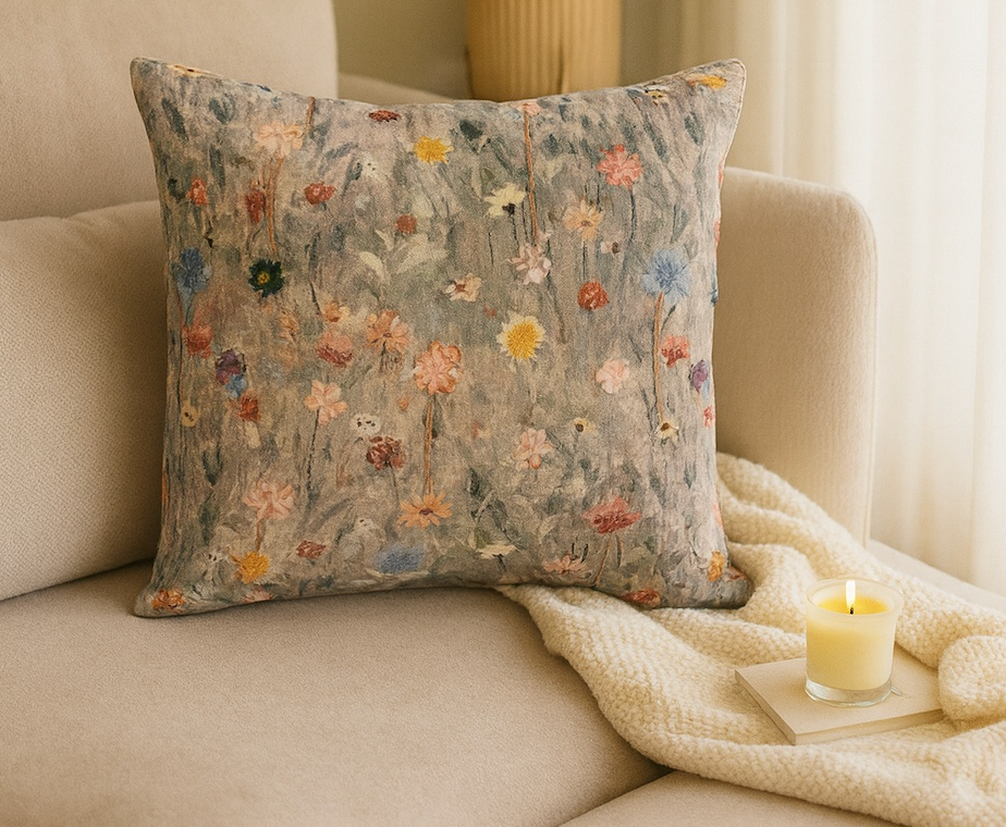 Meadow Mist Floral Cushion Cover w/Filler