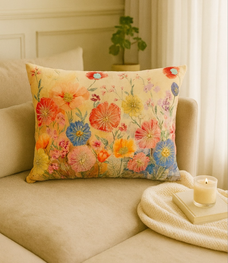 Wild Meadow Bloom Rectangular Cushion w/Filler