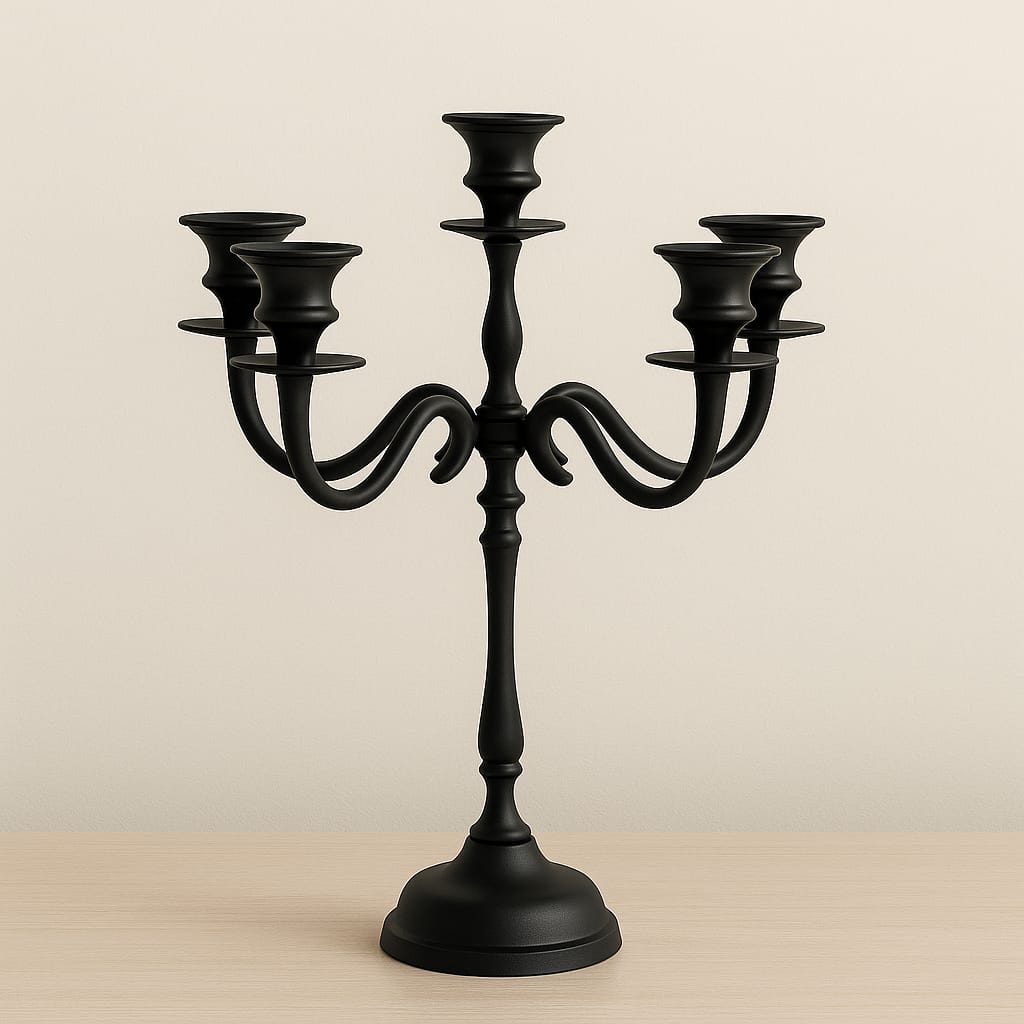 Evara Black 5 Arm Candleholder