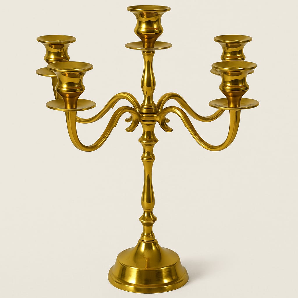 Tara 5 Arm Gold Candleholder