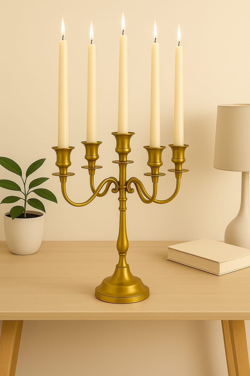 Tara 5 Arm Gold Candleholder