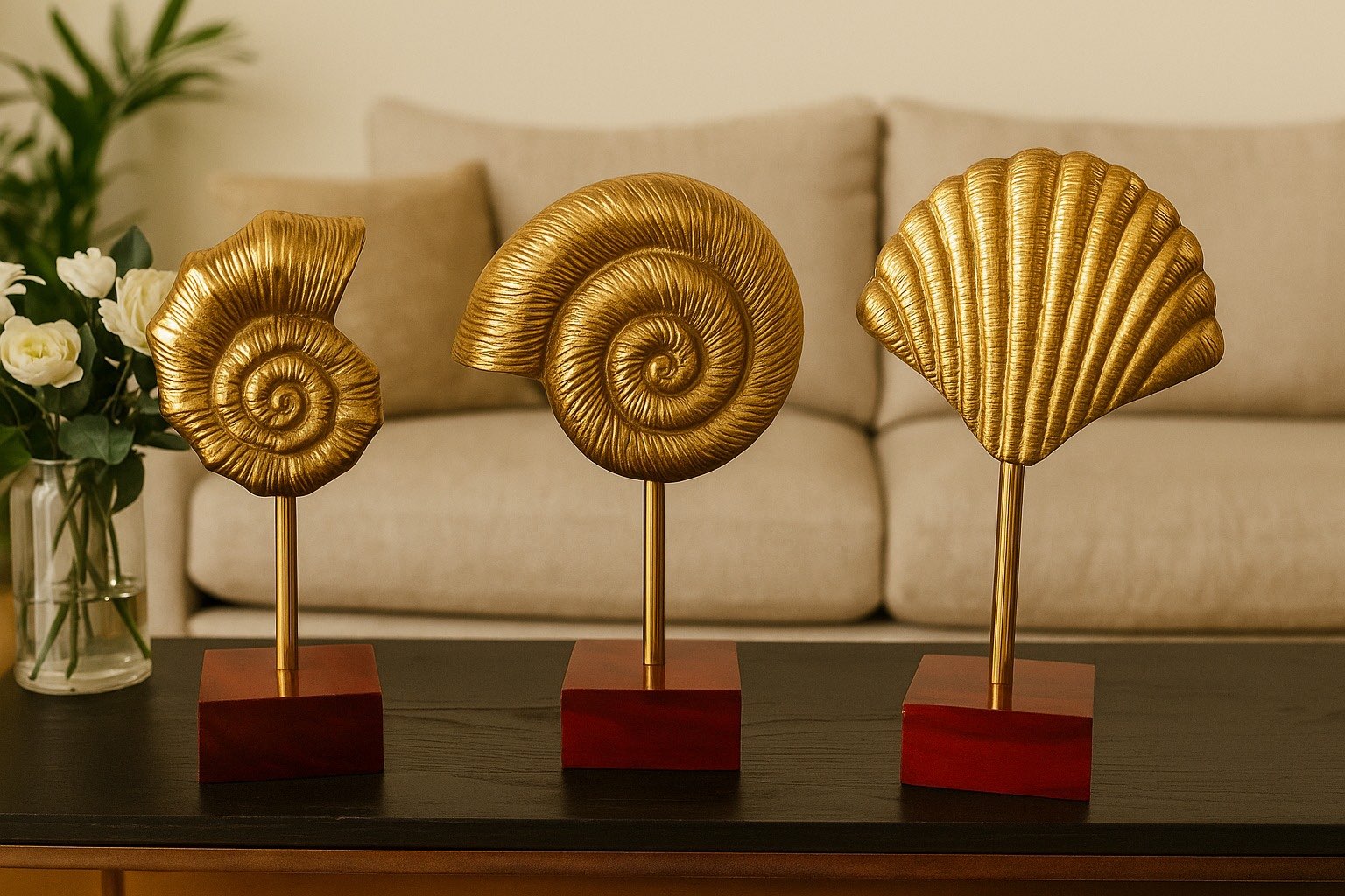 Gold Seashell Accent Set of 3