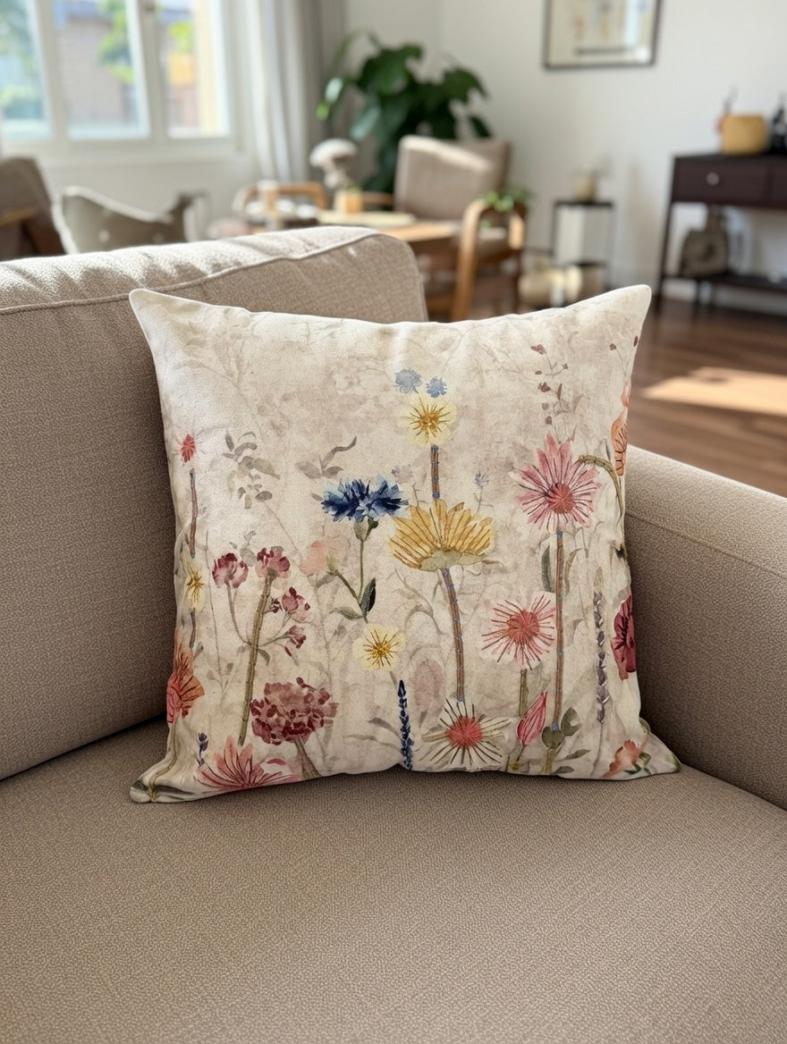Morning Bloom Embroidered Cushion w/Filler