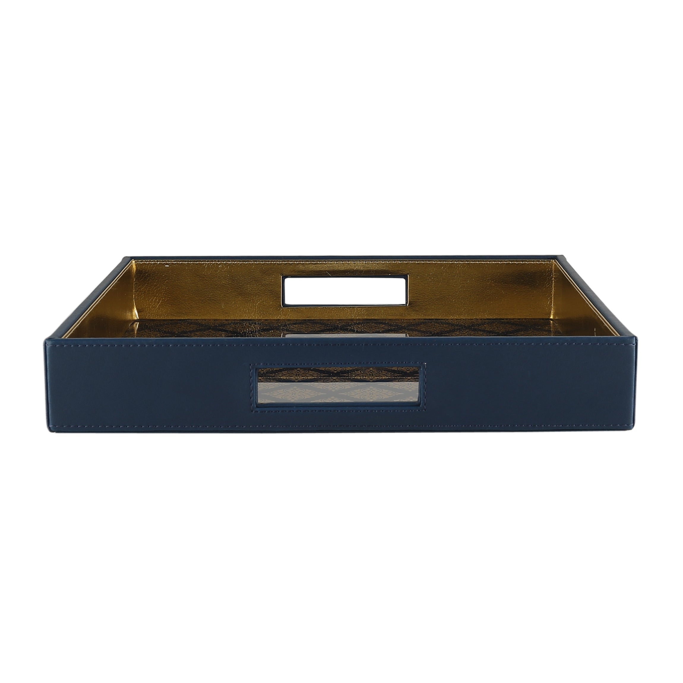 Bikaner Royal Blue Glass Printed Square Tray