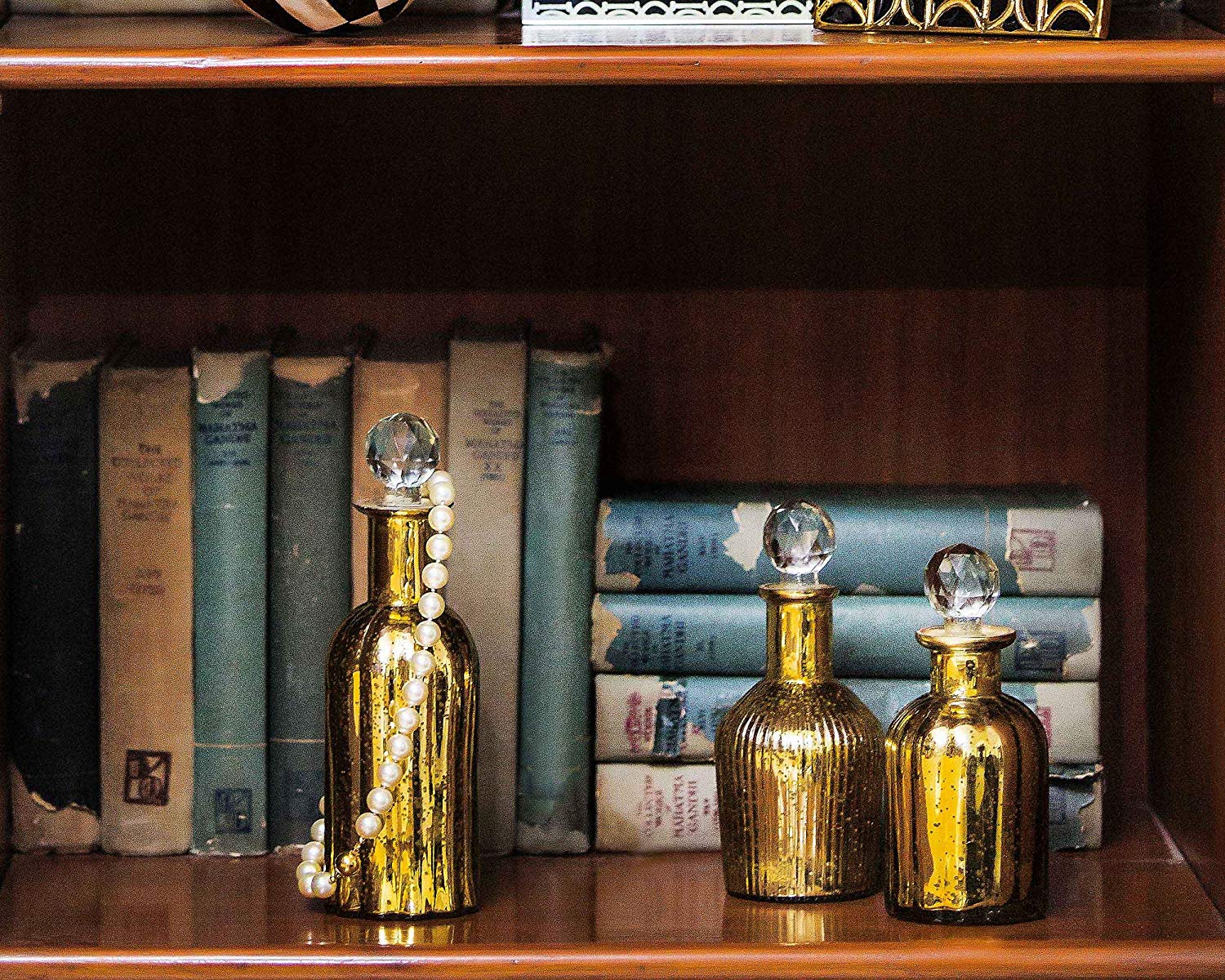 Harvey Gold glass decorative bottle Medium