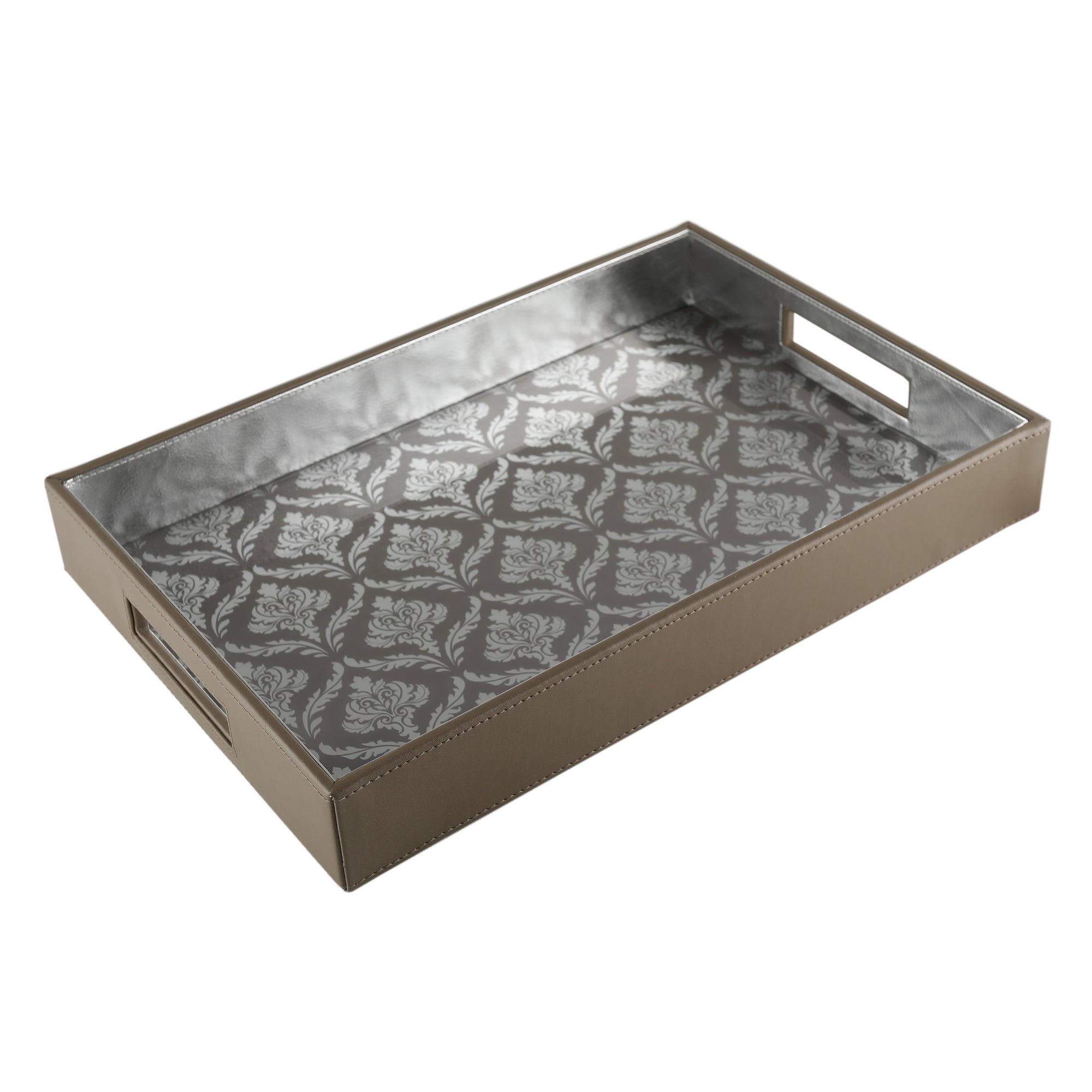 Coonoor Beige Glass Printed Rectangle Tray
