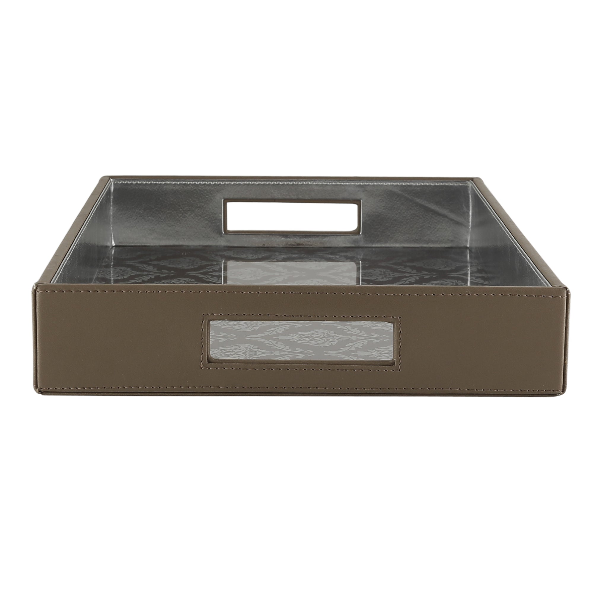 Coonoor Beige Glass Printed Rectangle Tray