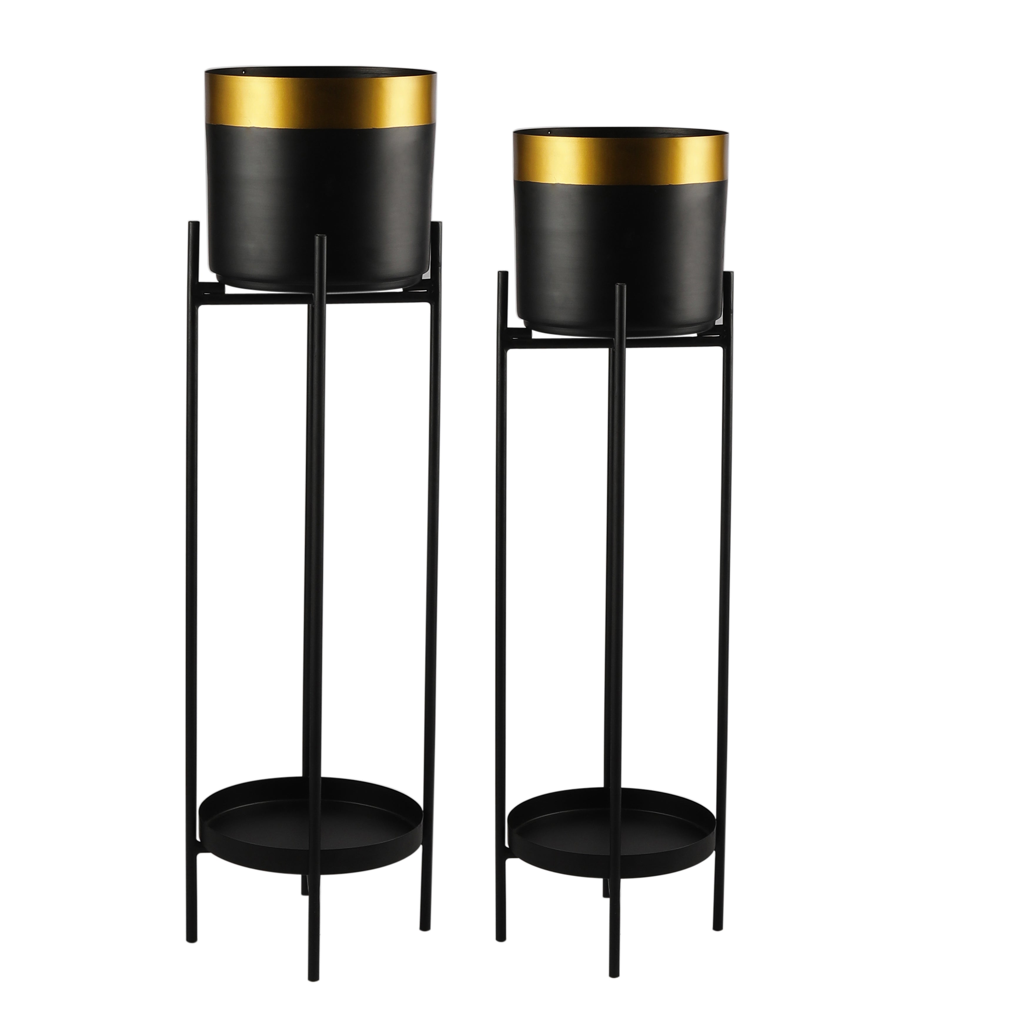 Gabriel Black & Gold Planters Set of 2