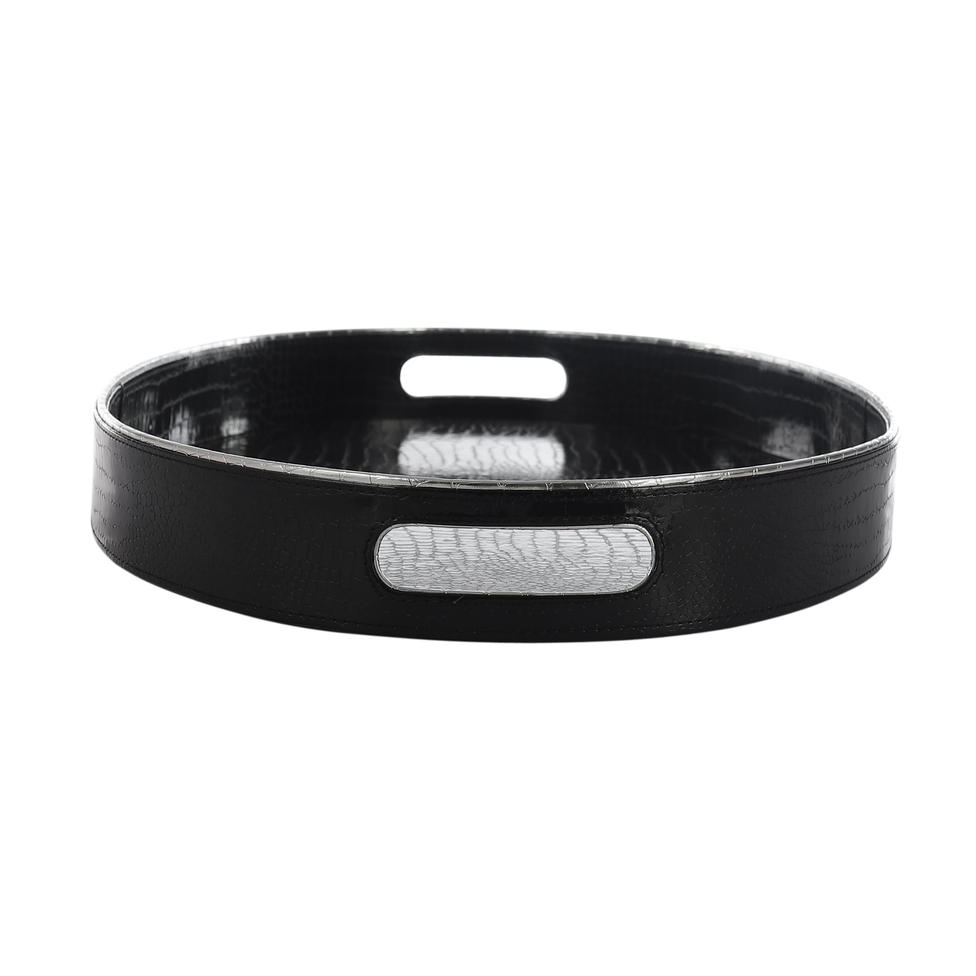 Aurora Black & Silver Oval Tray