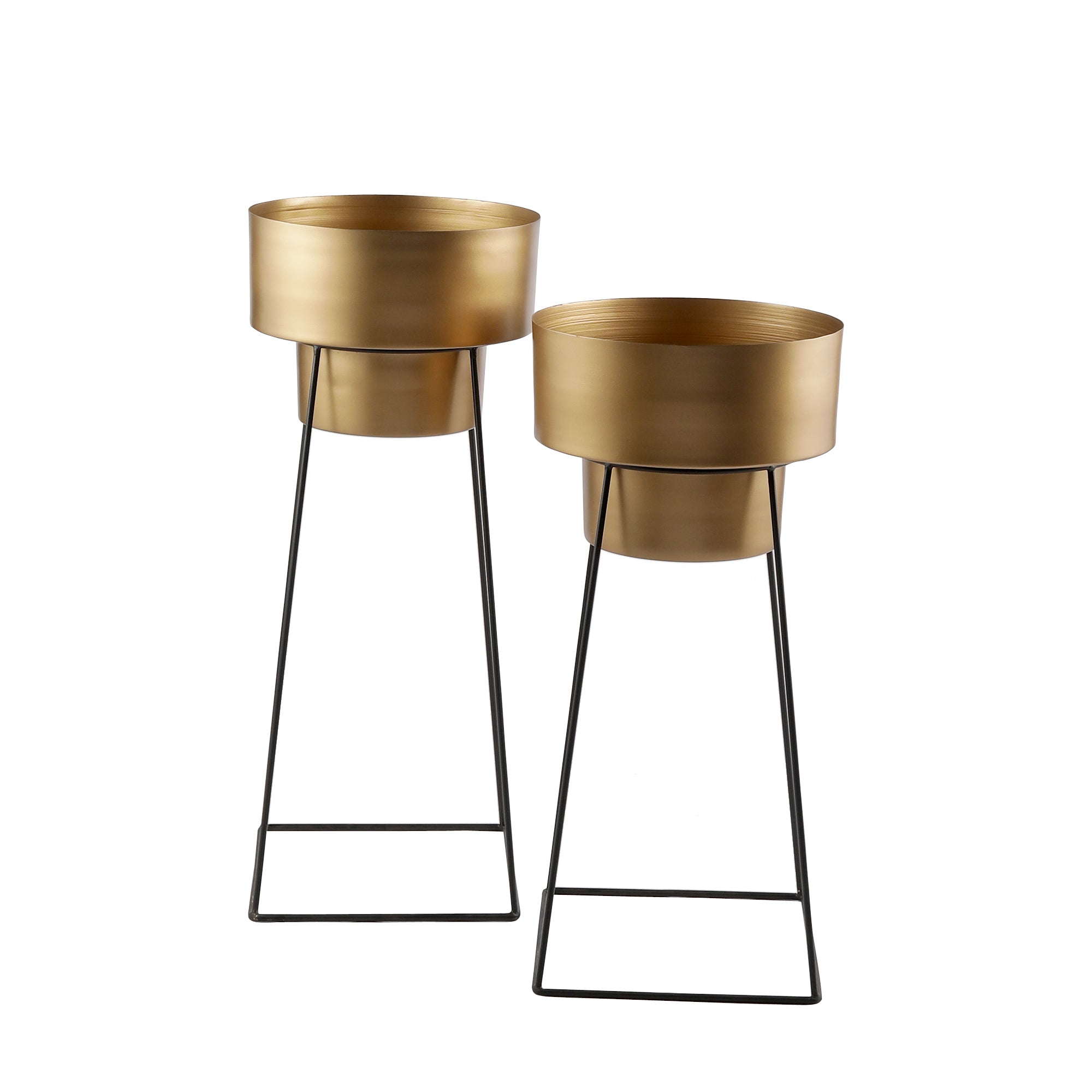 Valencia Gold & Black Planters Set of 2