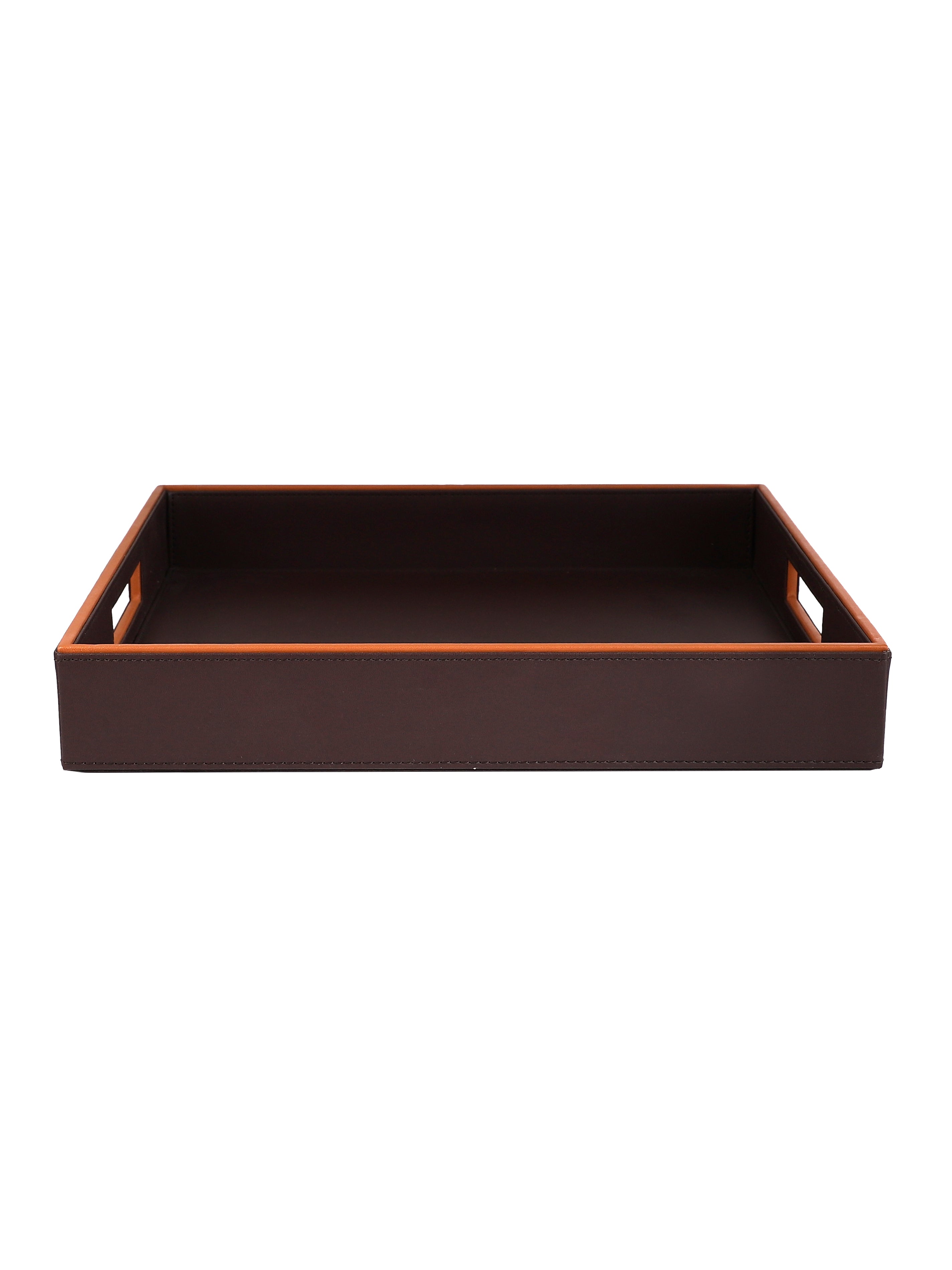Morgan Brown & Tan Leatherie Square Tray