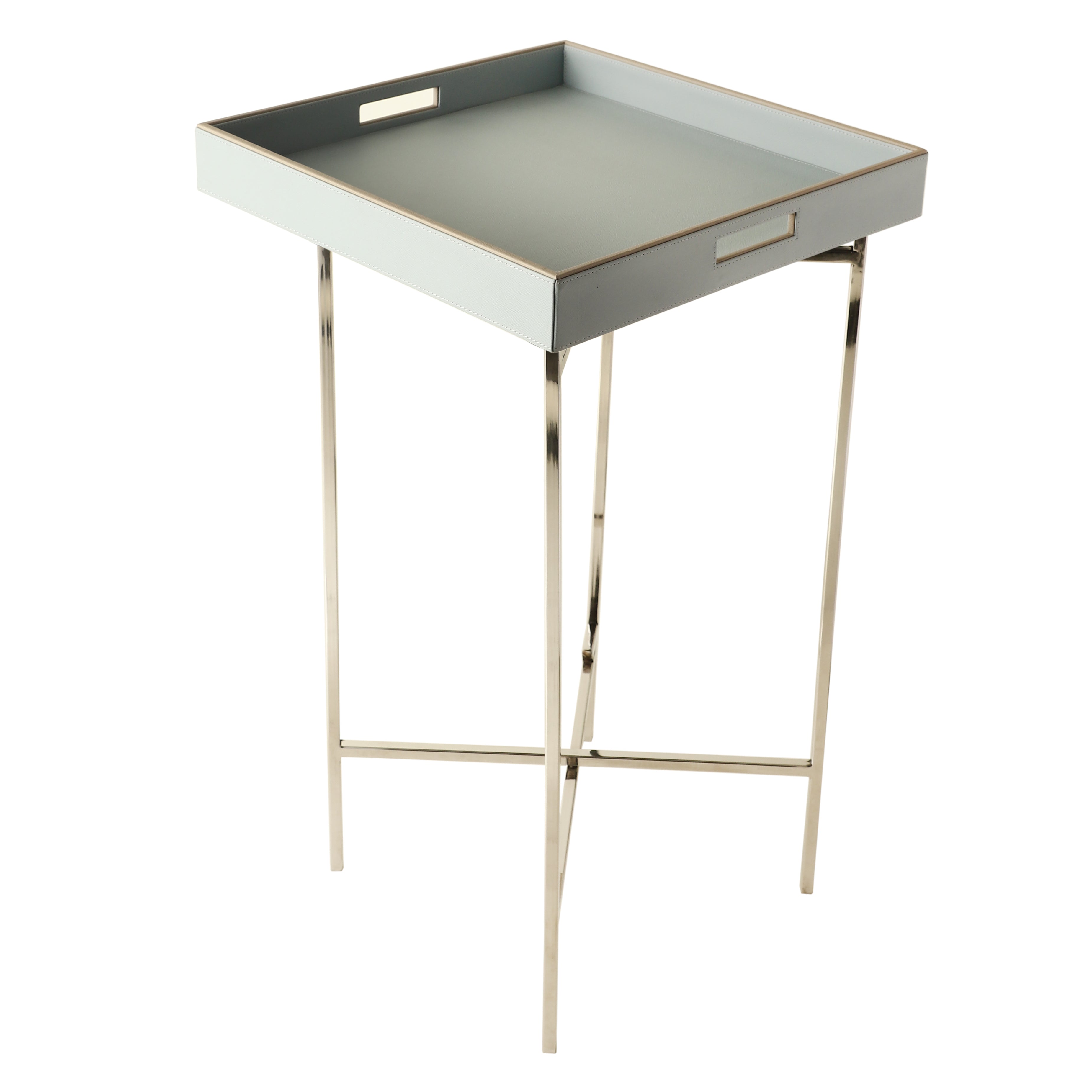 Azure Ice Blue Nickel Butler Tray Table