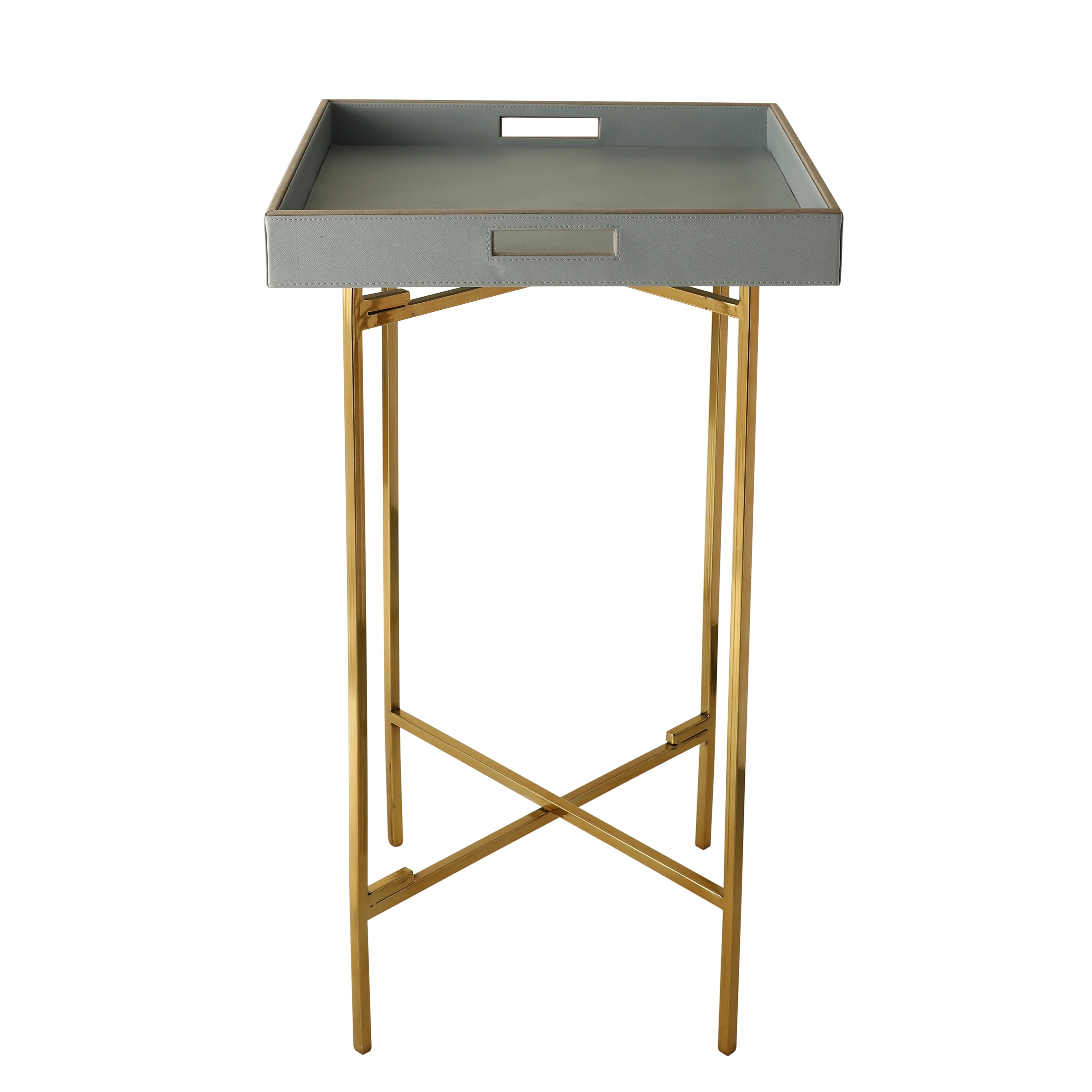 Azure Ice Blue Gold Butler Tray Table