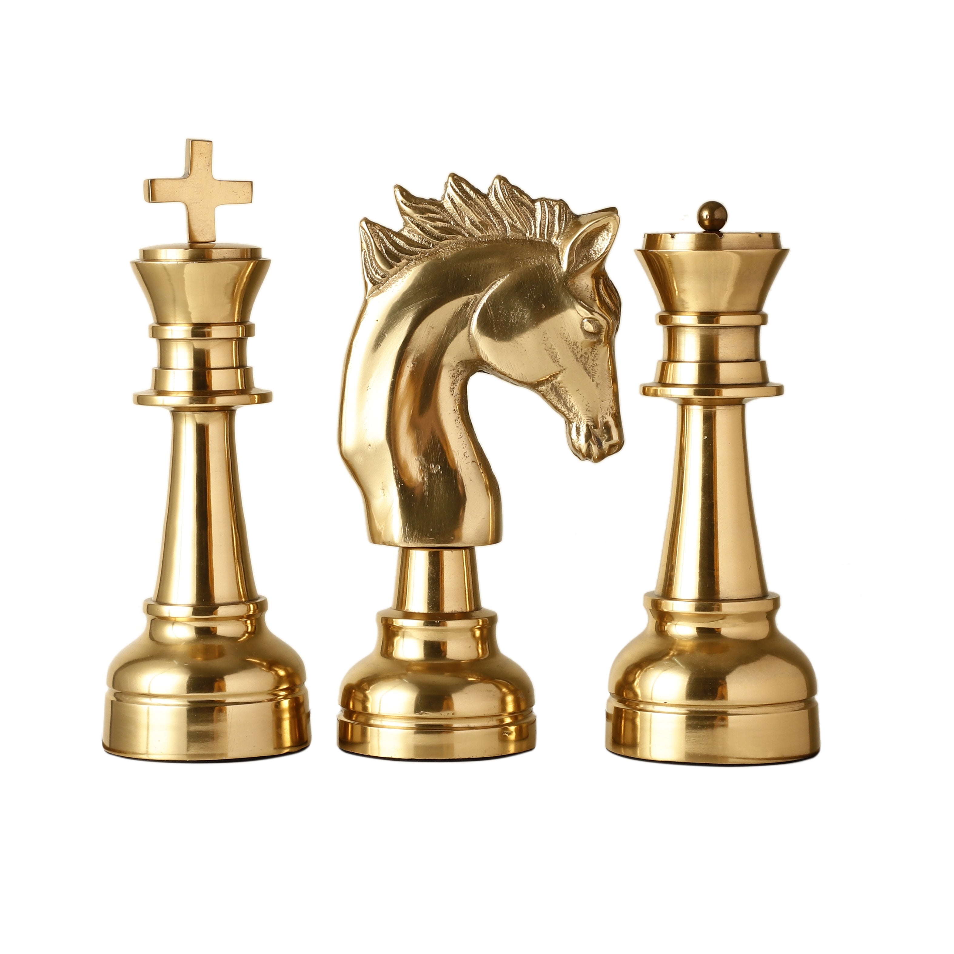 Oversized Chess Decorative Gold Accent Set of 3