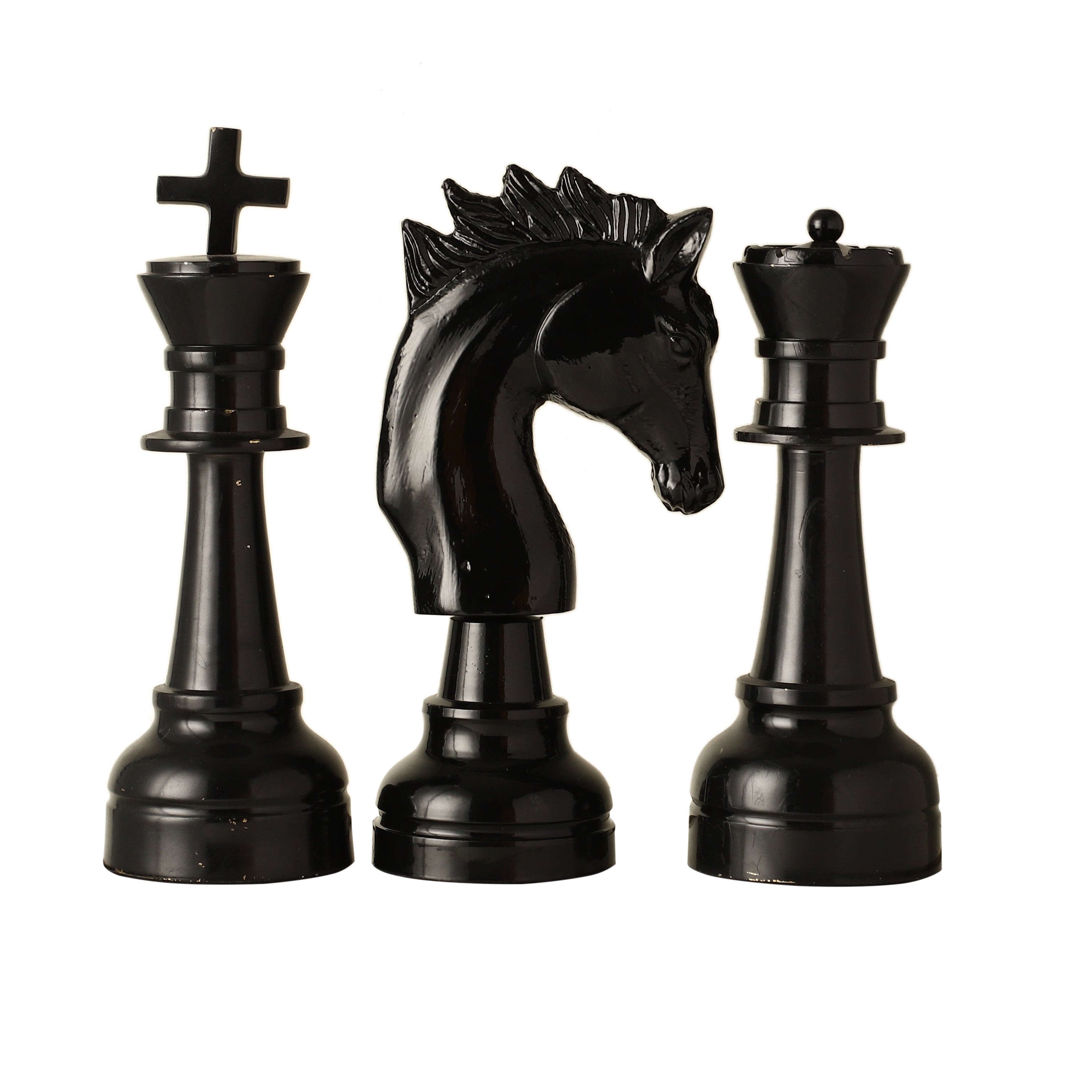 Oversized Horse Chess Glossy Black Decorative Accent