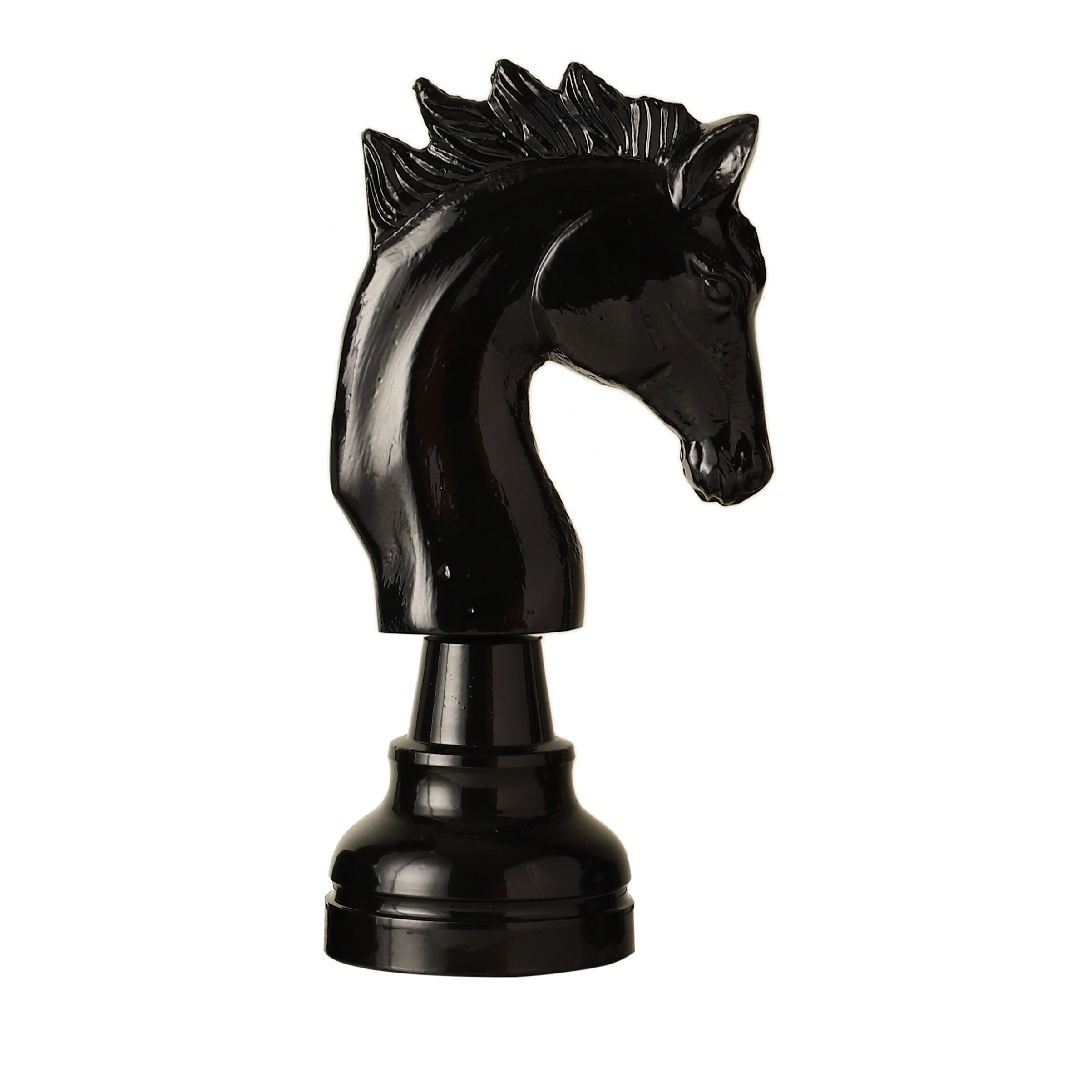 Oversized Horse Chess Glossy Black Decorative Accent
