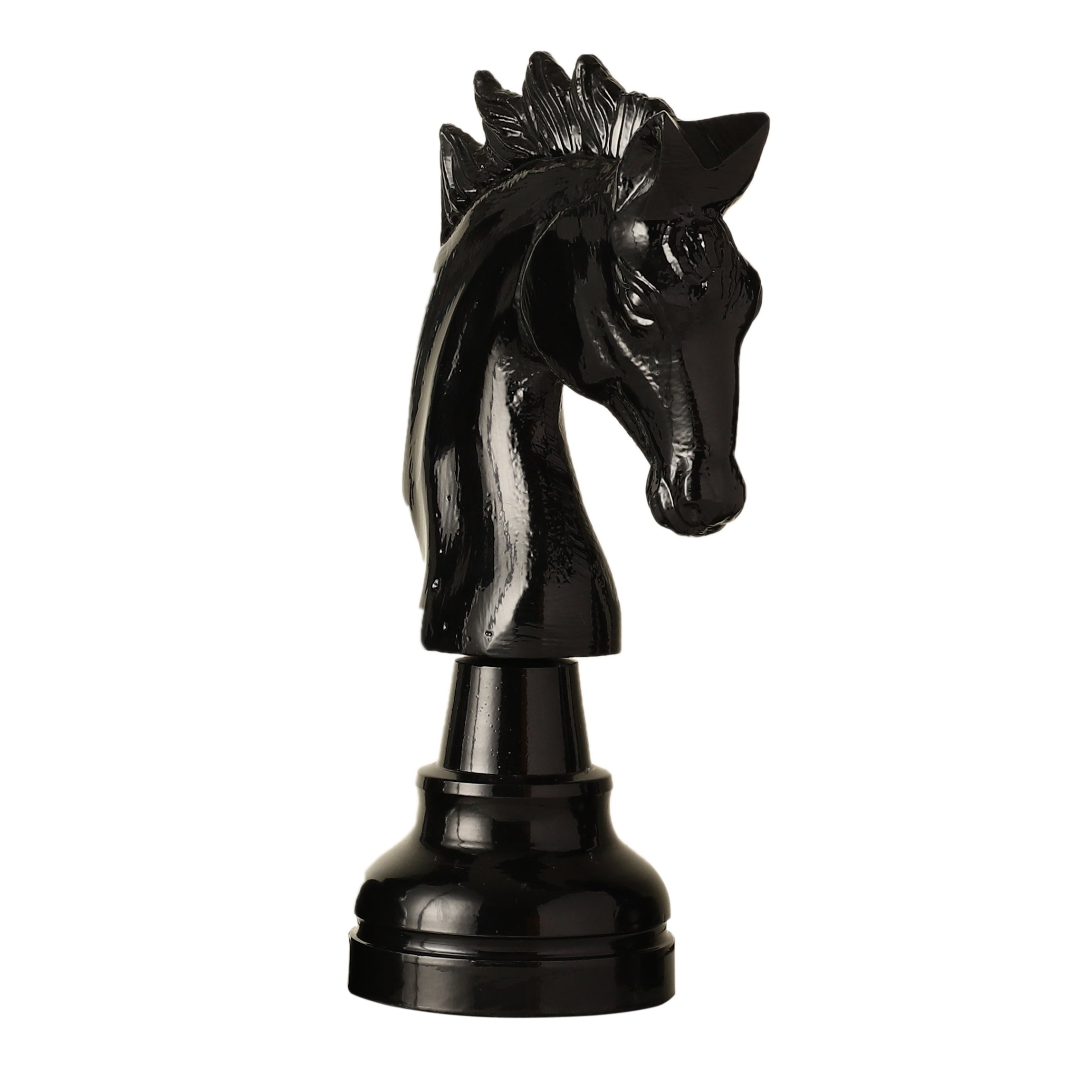 Oversized Horse Chess Glossy Black Decorative Accent