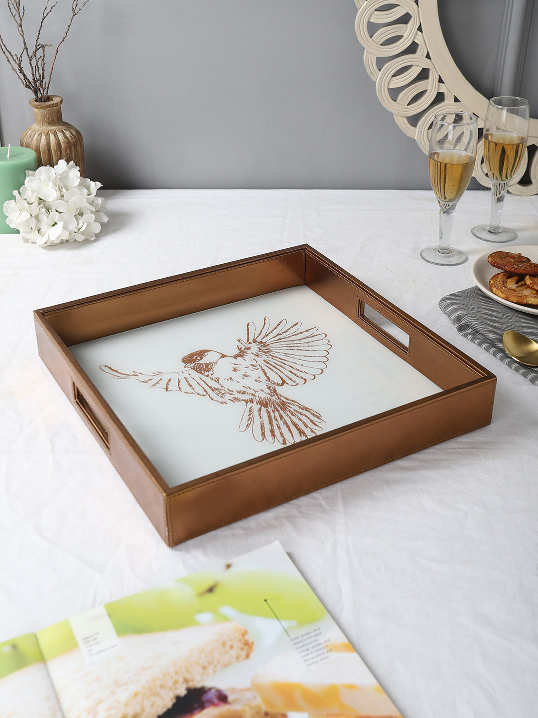 Eviana Bird Square Tray