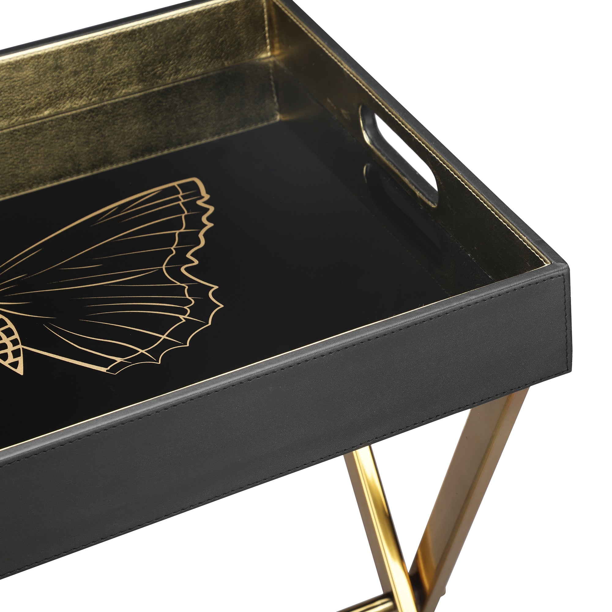 Zahara Butterfly Gold Butler Tray Table