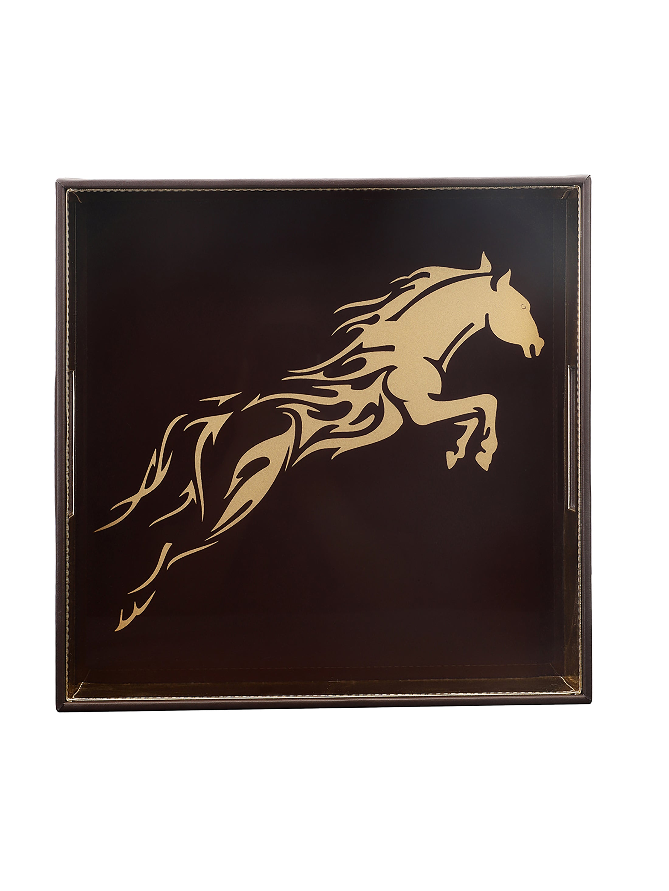 Jackson Horse Brown & Gold Square Tray