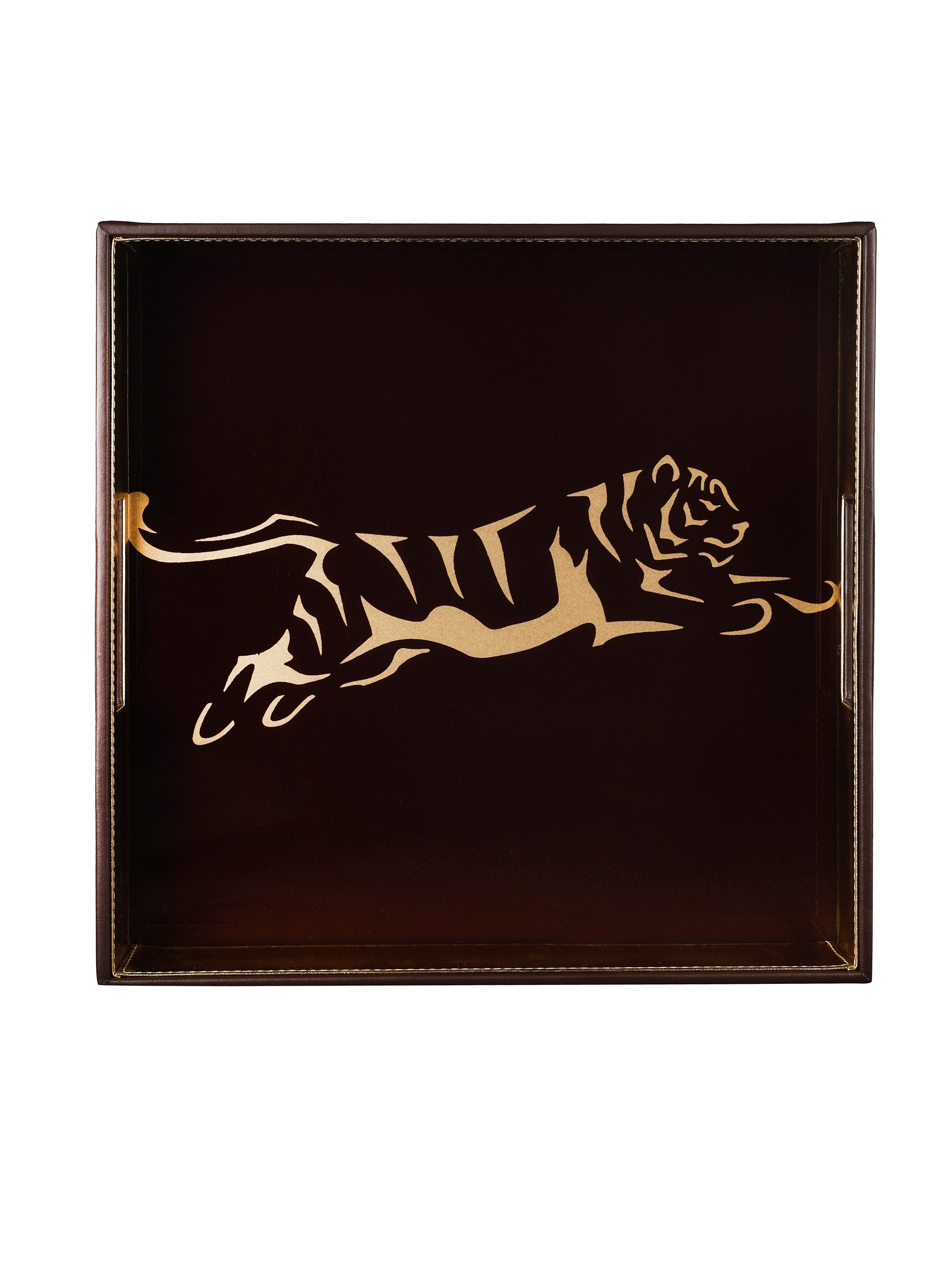 Phoenix Tiger Brown & Gold Square Tray