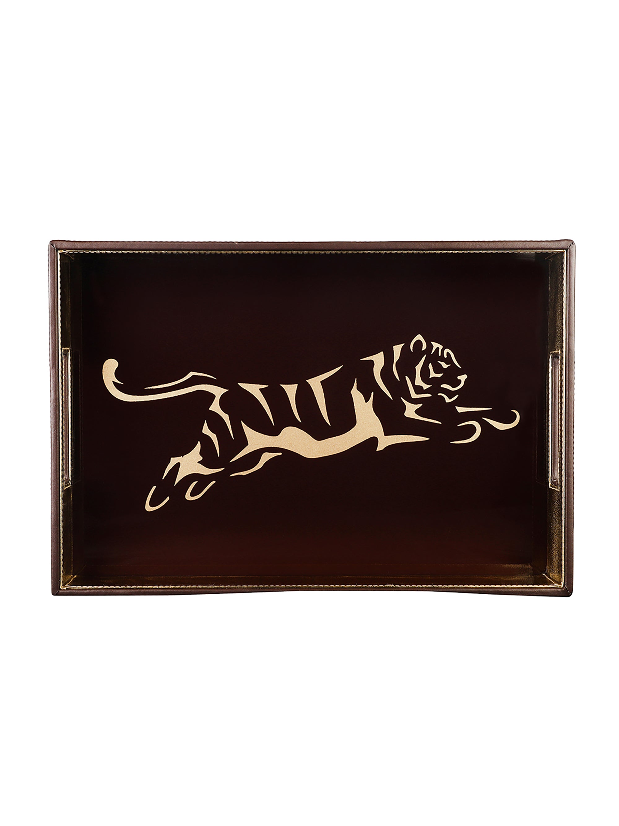 Phoenix Tiger Brown & Gold Rectangle Tray