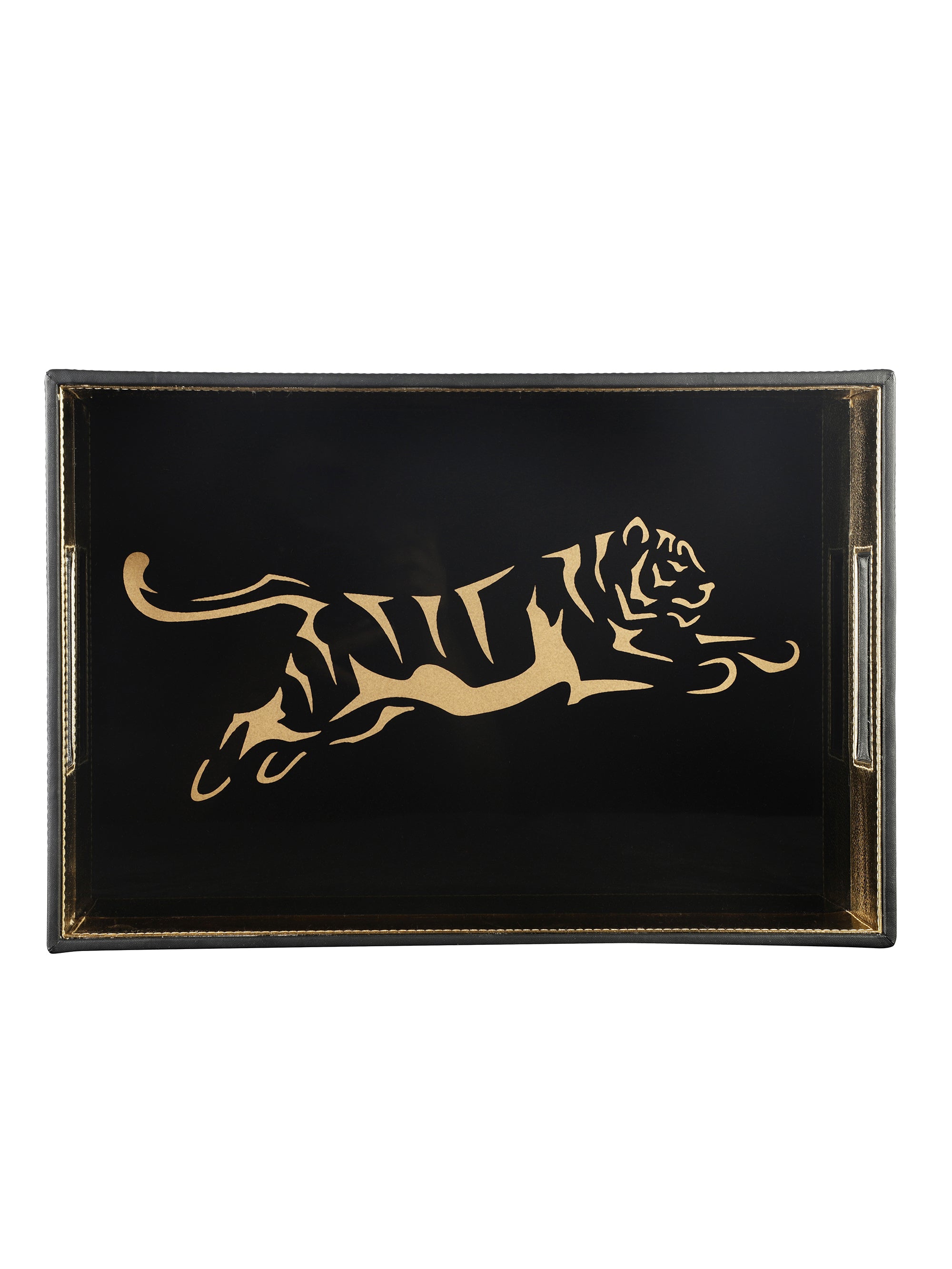 Phoenix Tiger Black & Gold Rectangle Tray