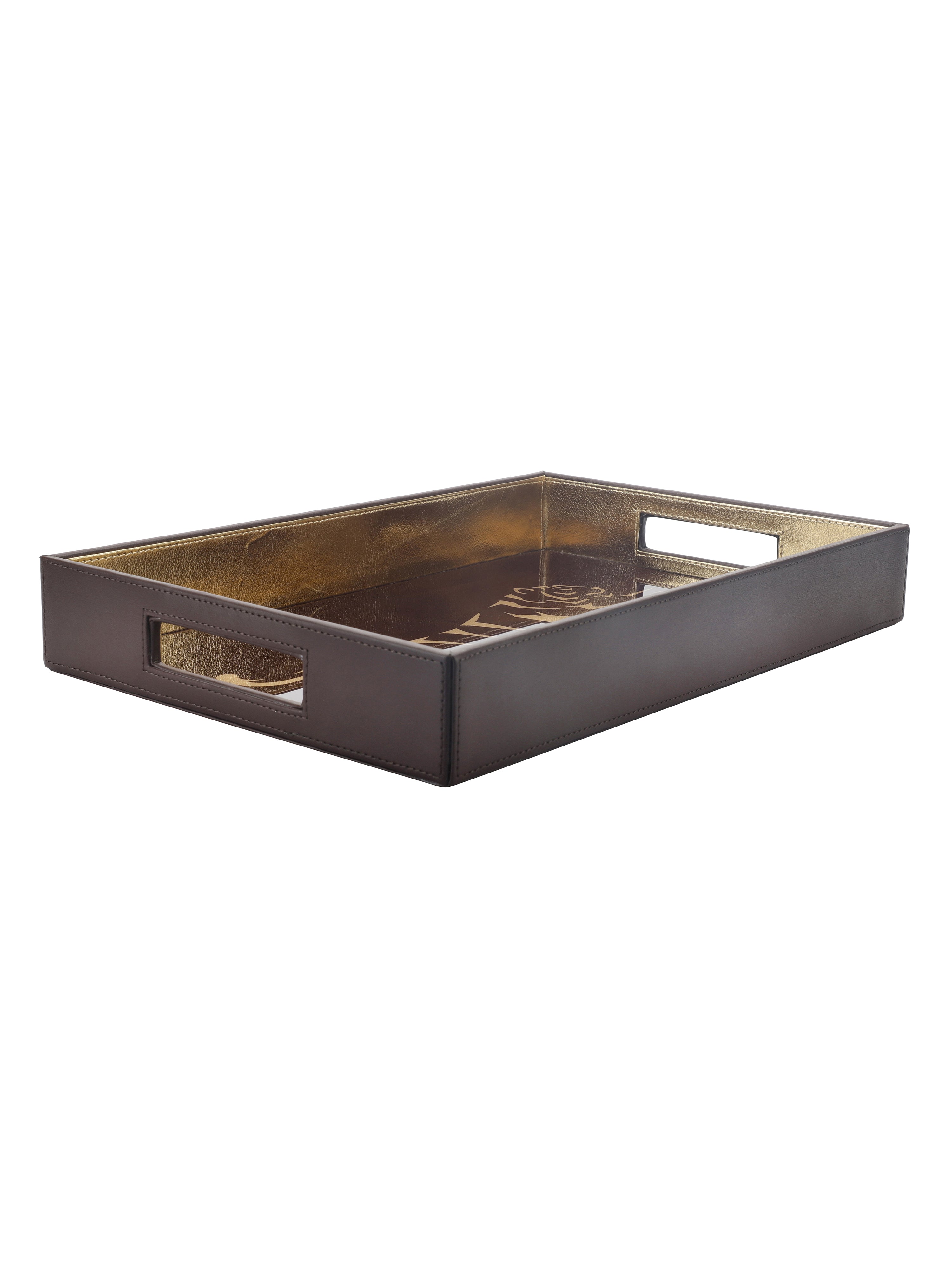 Phoenix Tiger Brown & Gold Rectangle Tray