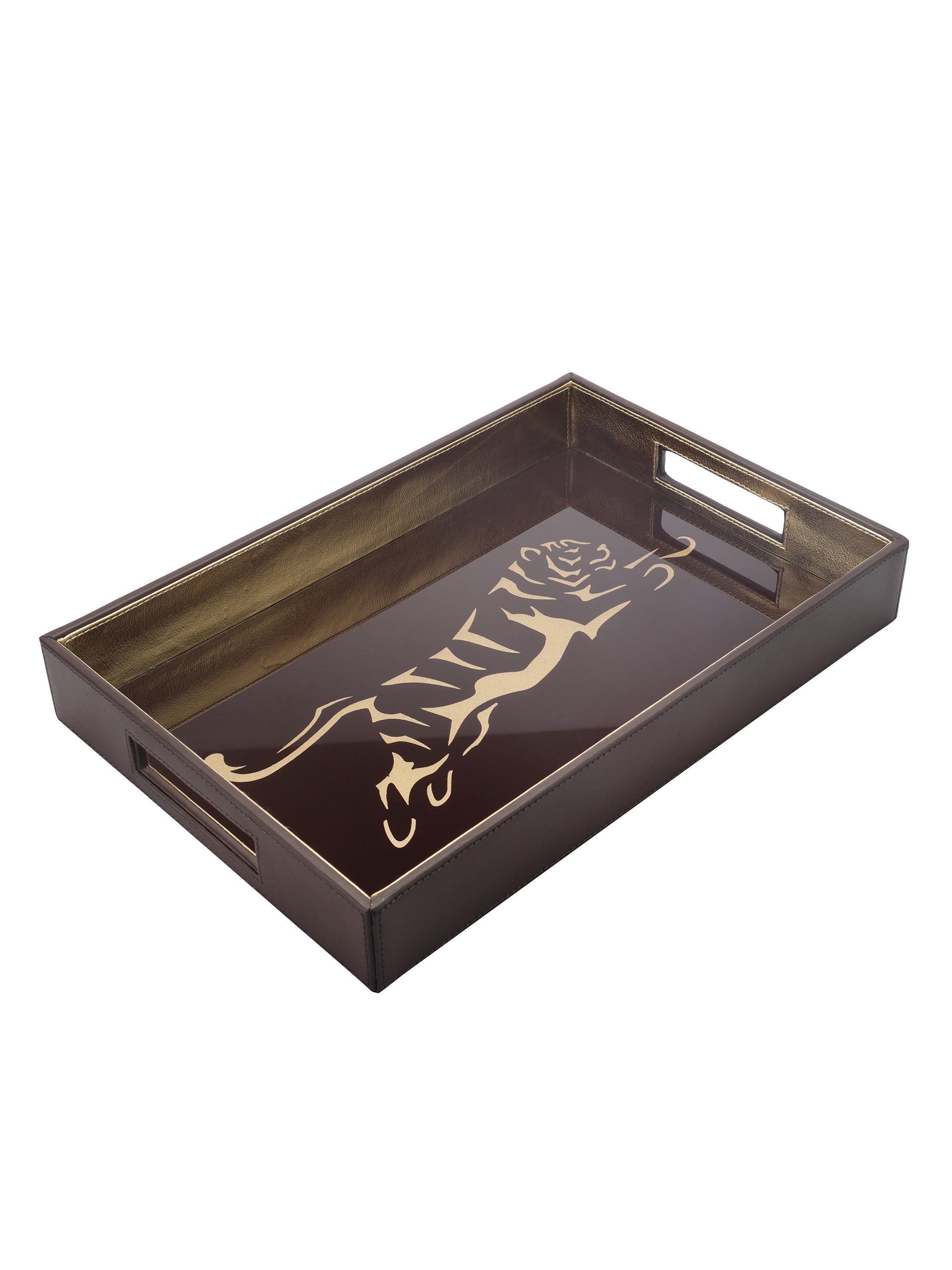 Phoenix Tiger Brown & Gold Rectangle Tray