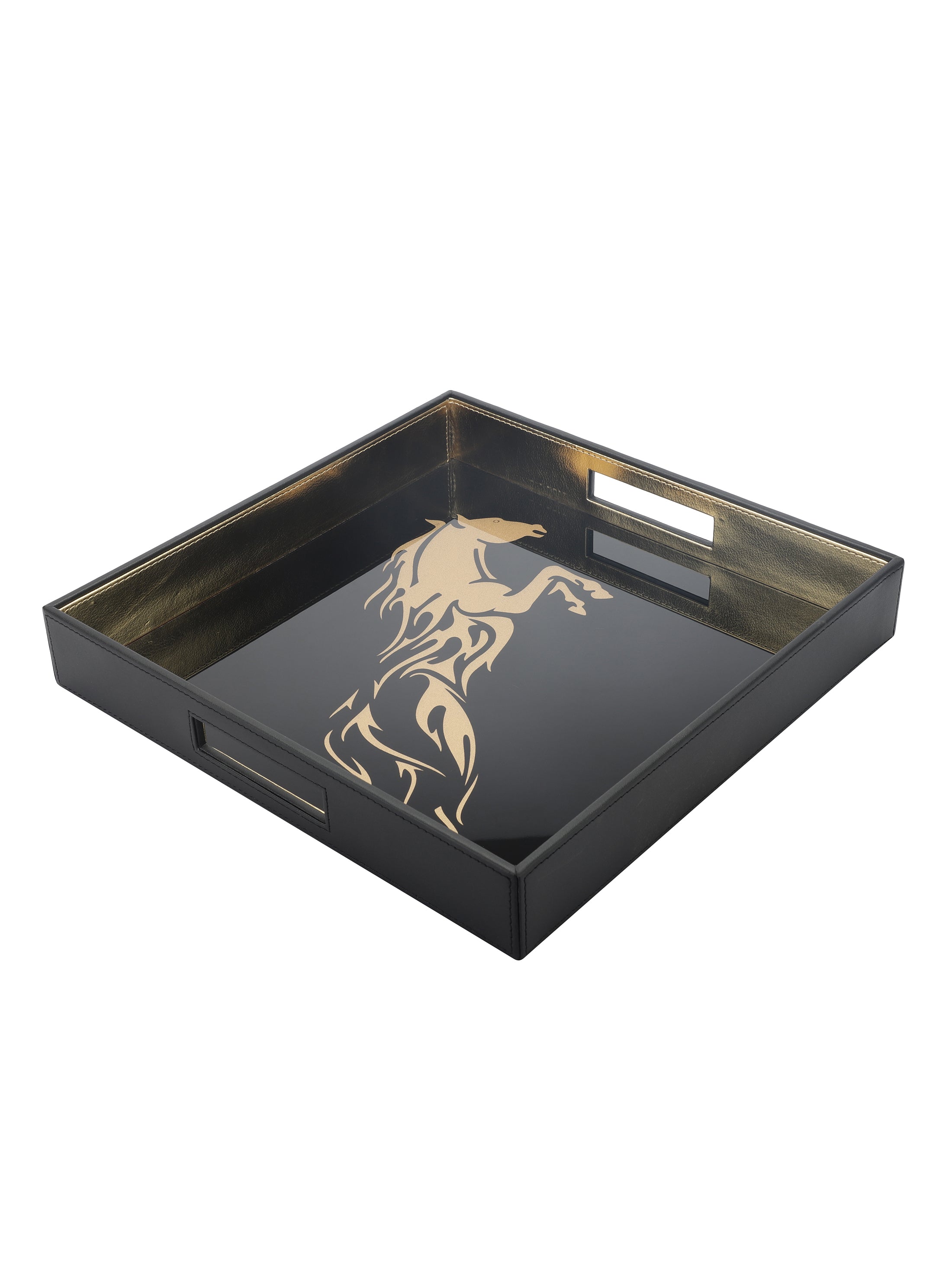 Jackson Horse Black & Gold Square Tray