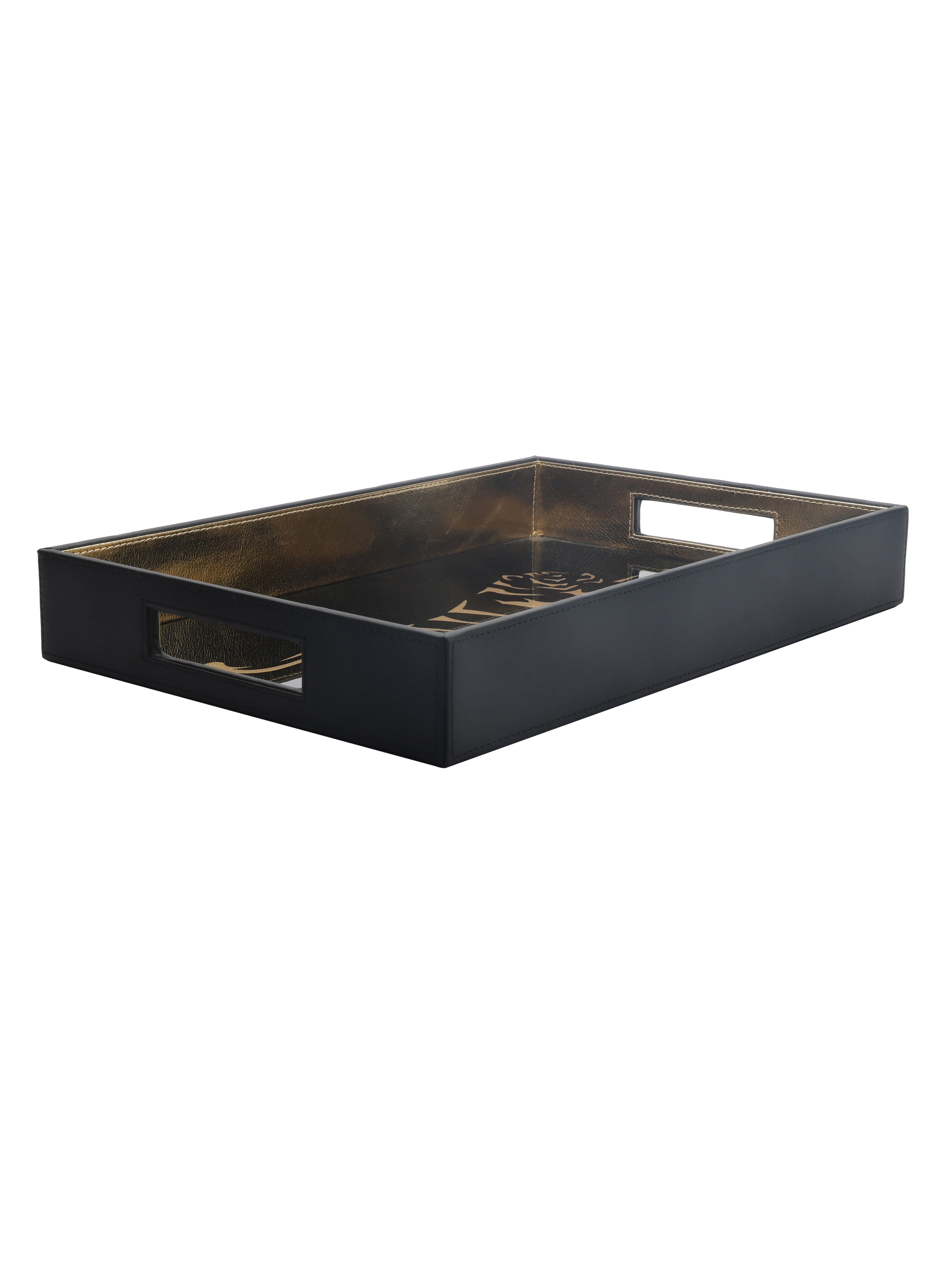Phoenix Tiger Black & Gold Rectangle Tray