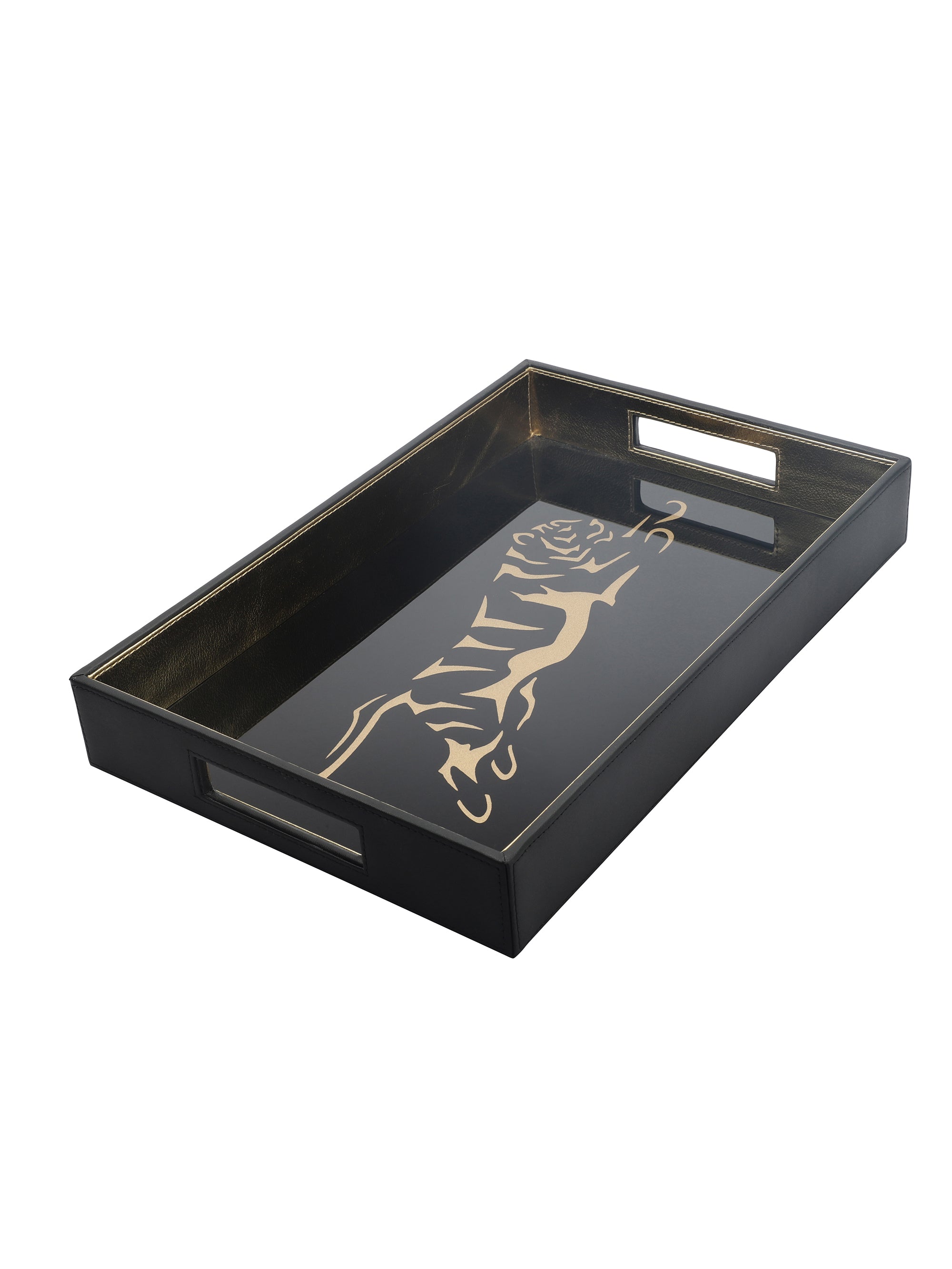 Phoenix Tiger Black & Gold Rectangle Tray