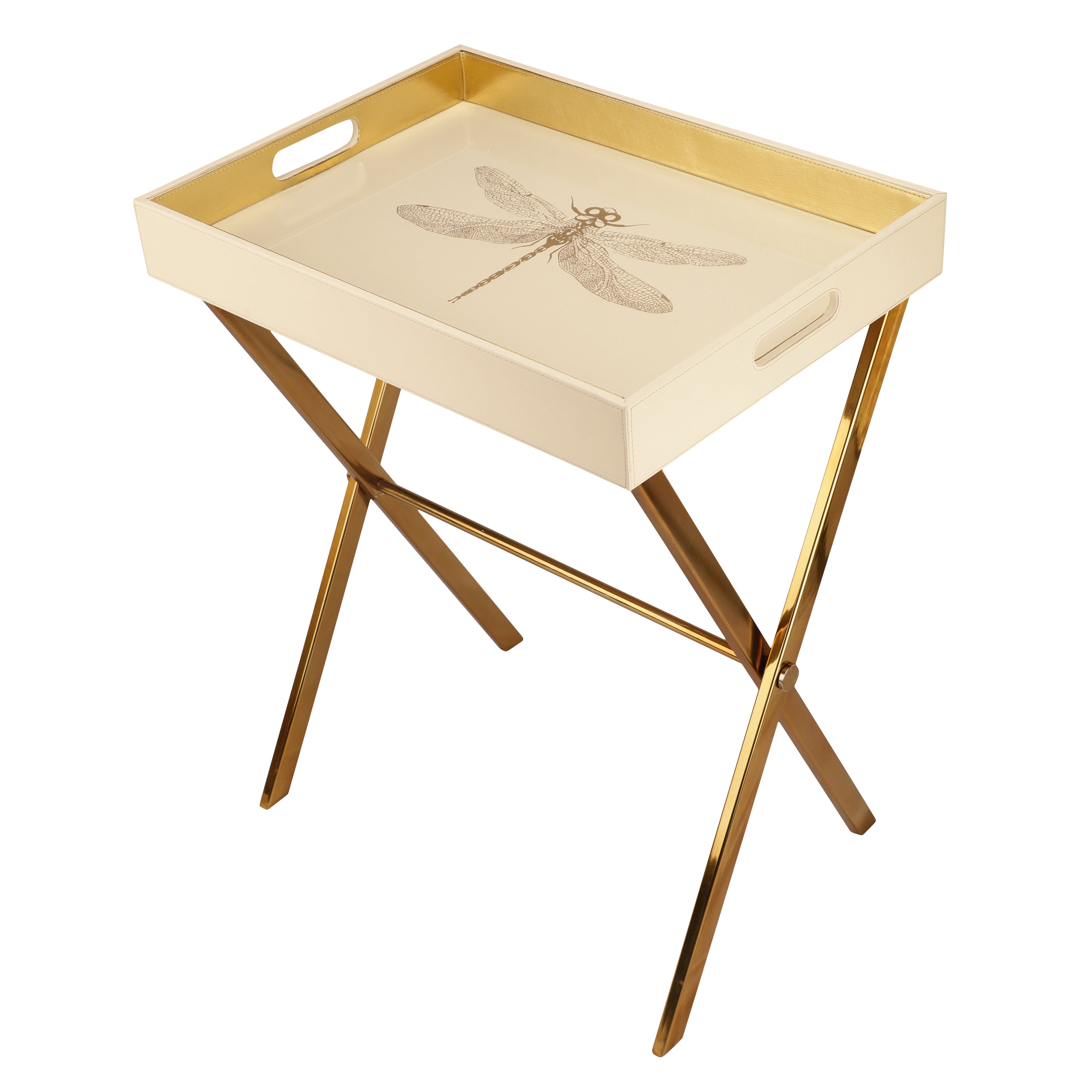 Azalea Dragonfly Gold Butler Tray Table