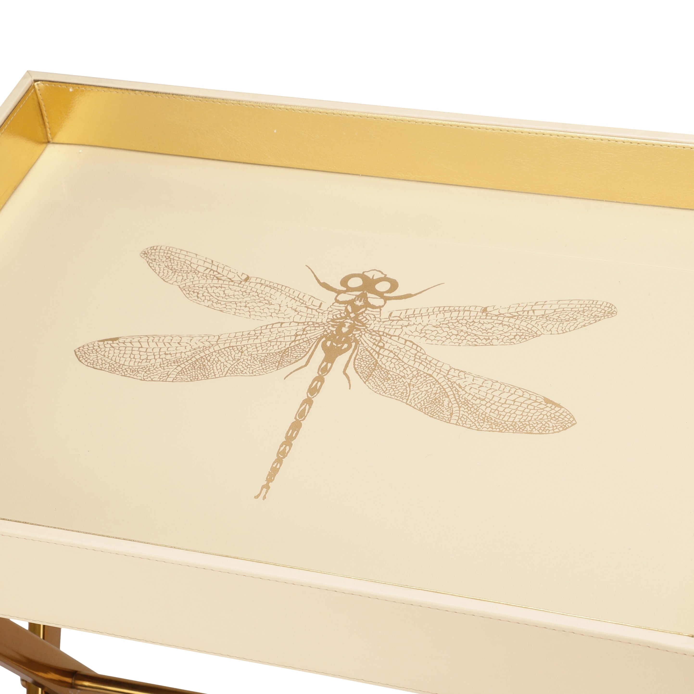 Azalea Dragonfly Gold Butler Tray Table