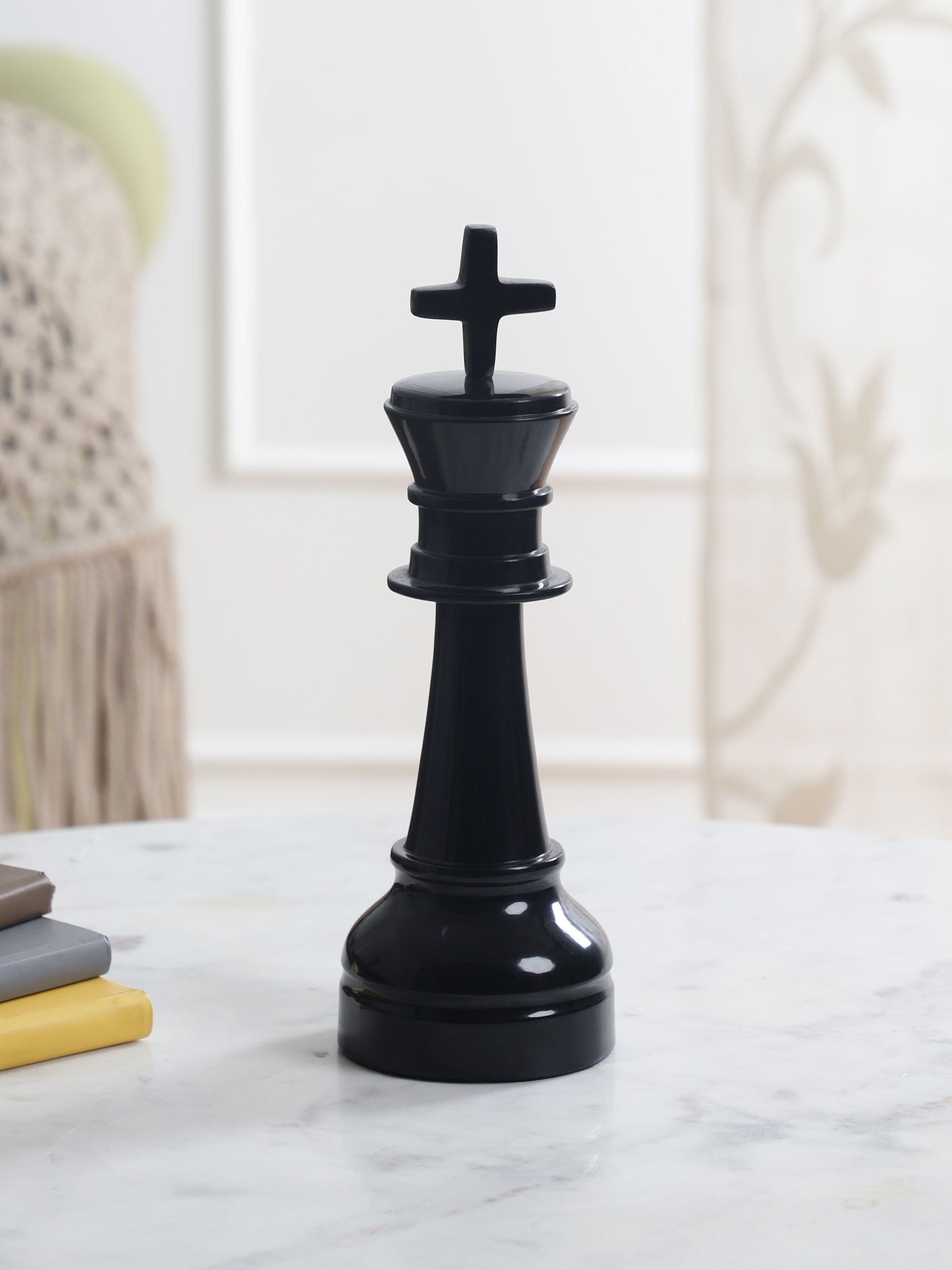 Oversized King Chess Glossy Black Decorative Accent