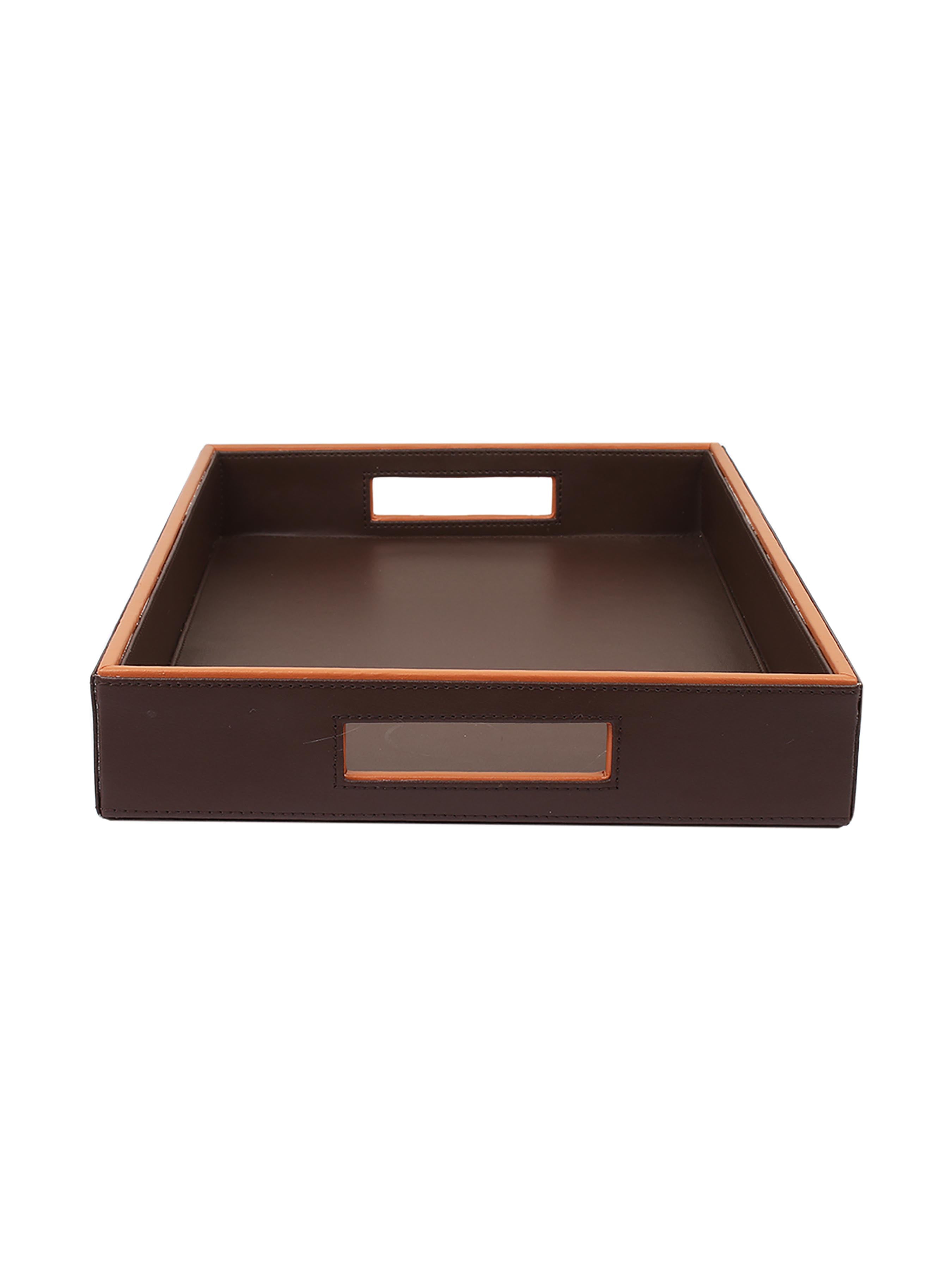 Morgan Brown & Tan Leatherite Tray