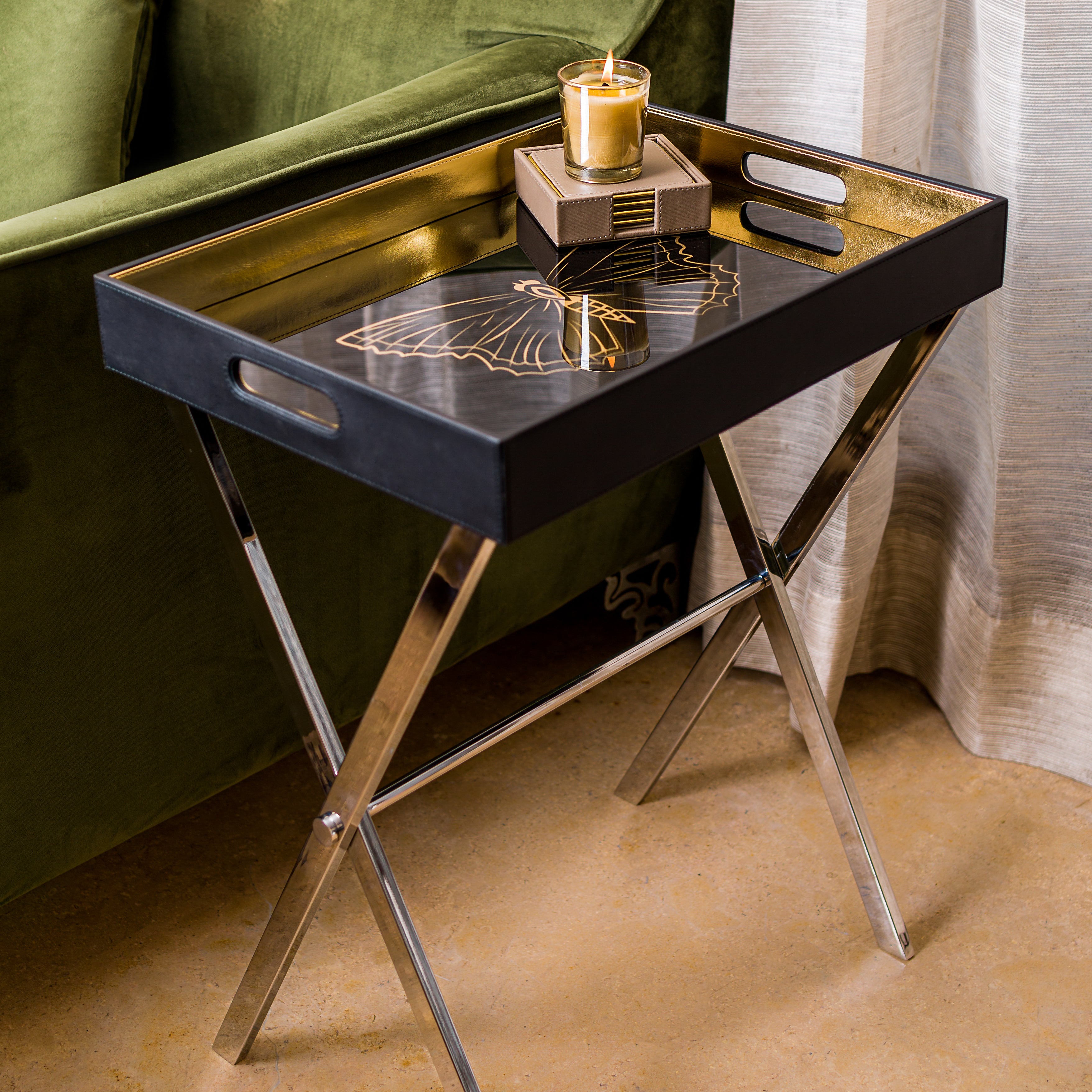 Zahara Butterfly Butler Tray Table