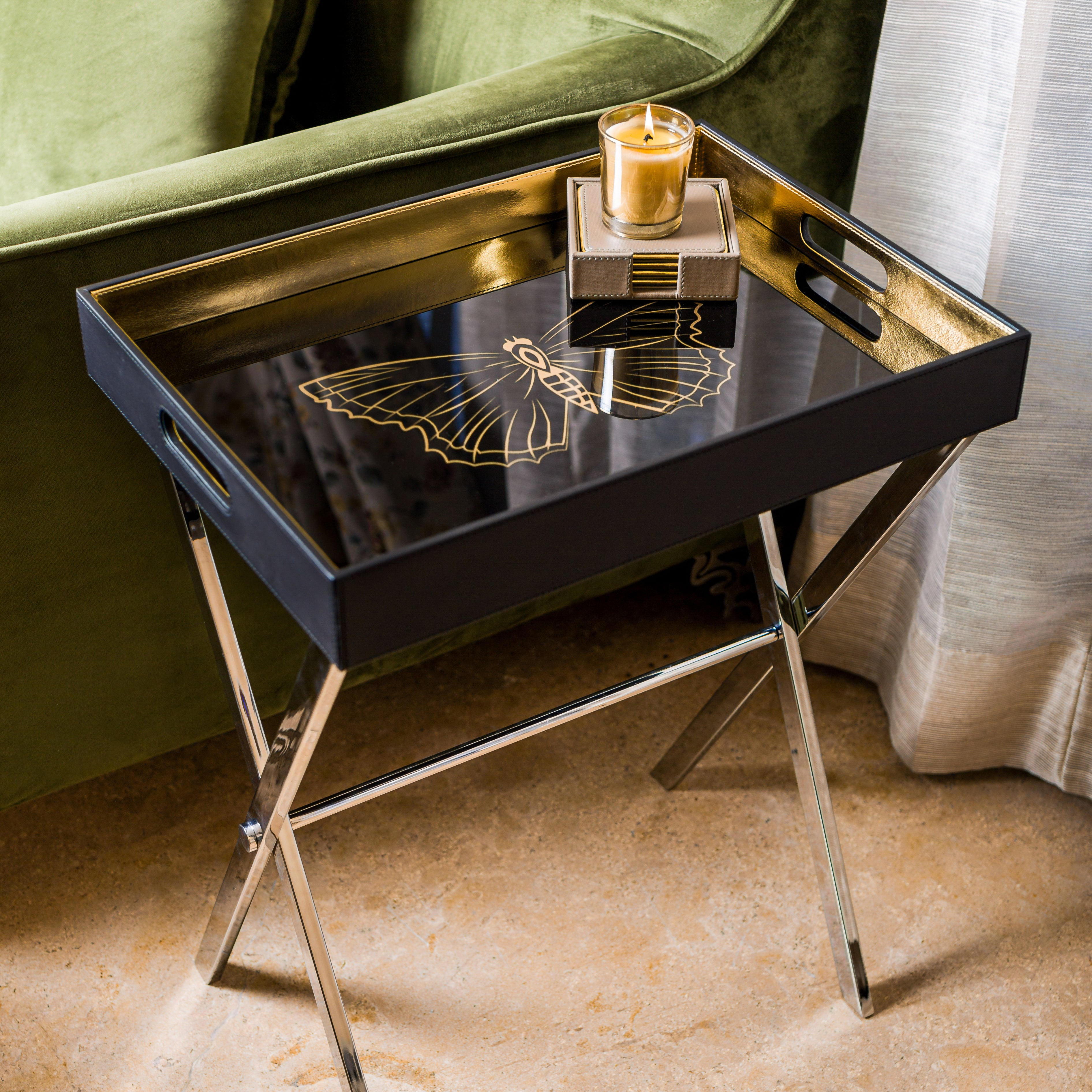 Zahara Butterfly Butler Tray Table