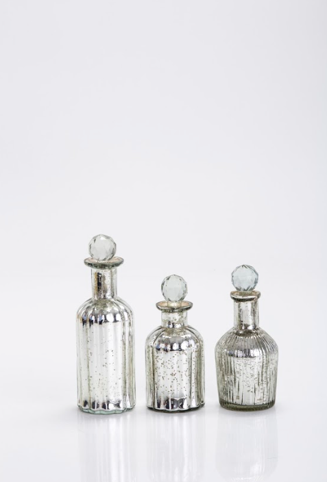 Trinity Silver glass decorative bottle Small