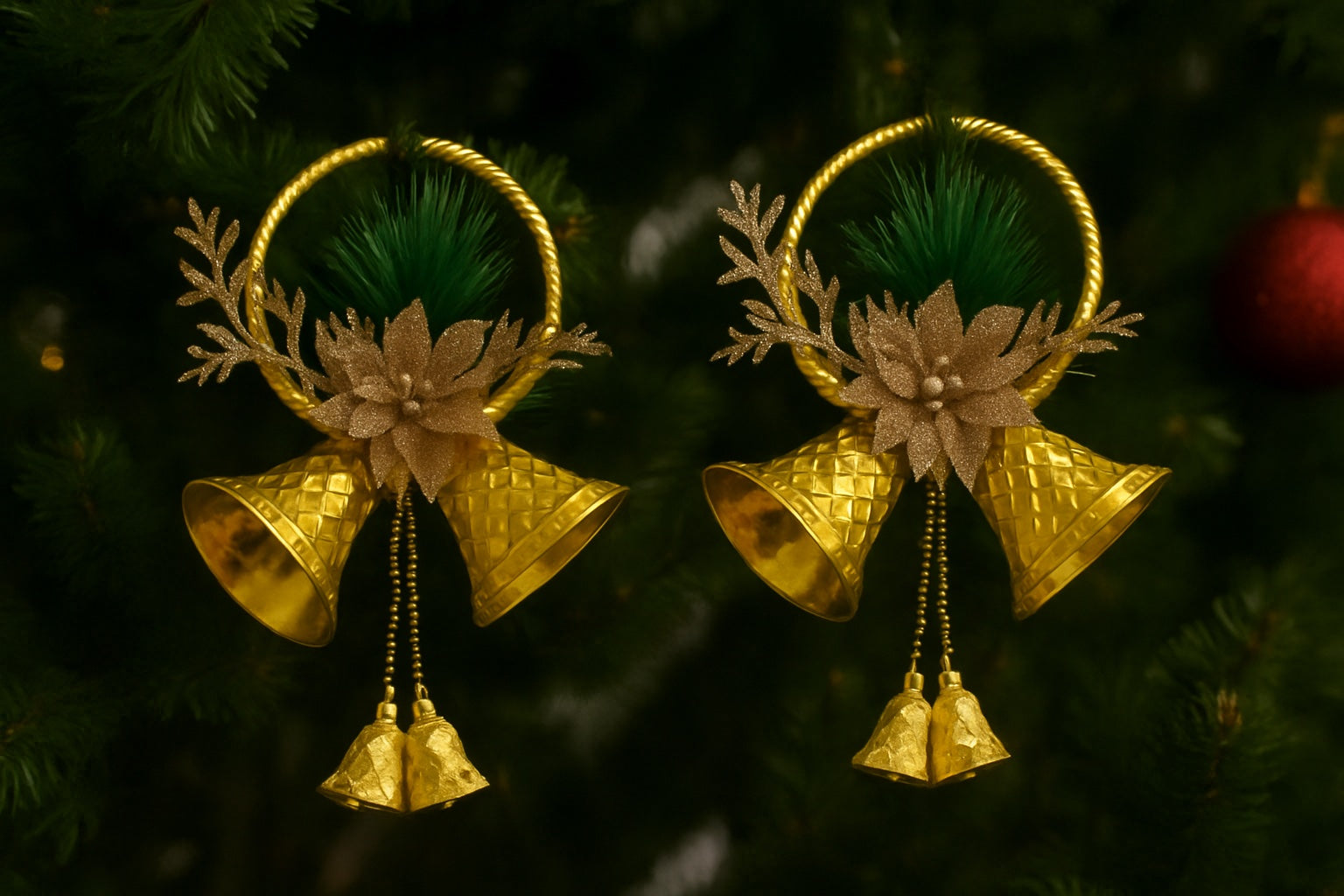Golden Harmony Bell Ornament Set of 2