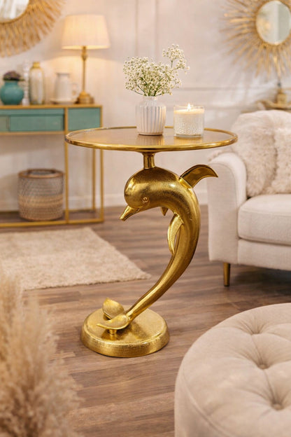 Golden Dolphin Accent Table